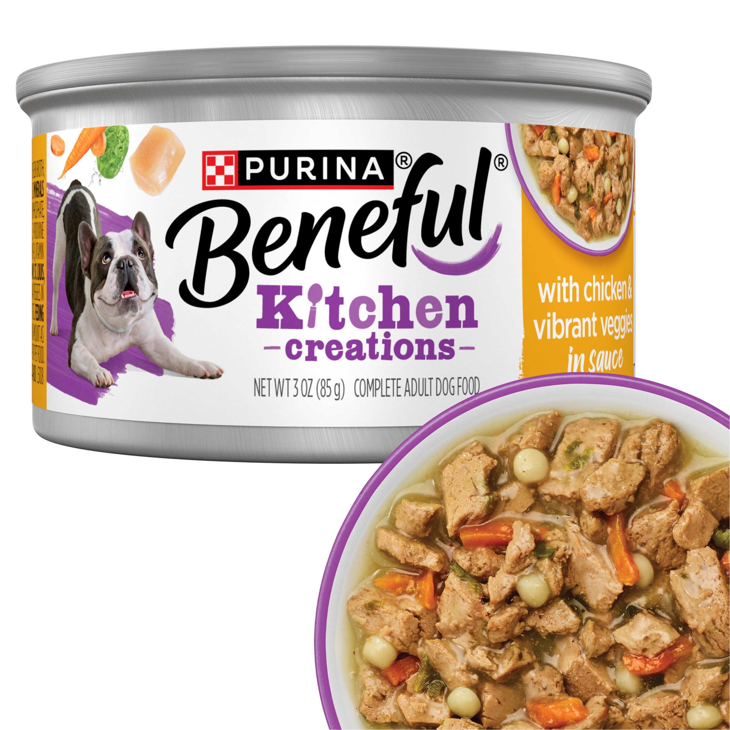 Purina Beneful Wet Dog Food, Medleys Romana Style With Chicken, Carrots, Pasta and Spinach in Sauce - (Pack of 12) 3 oz. Cans