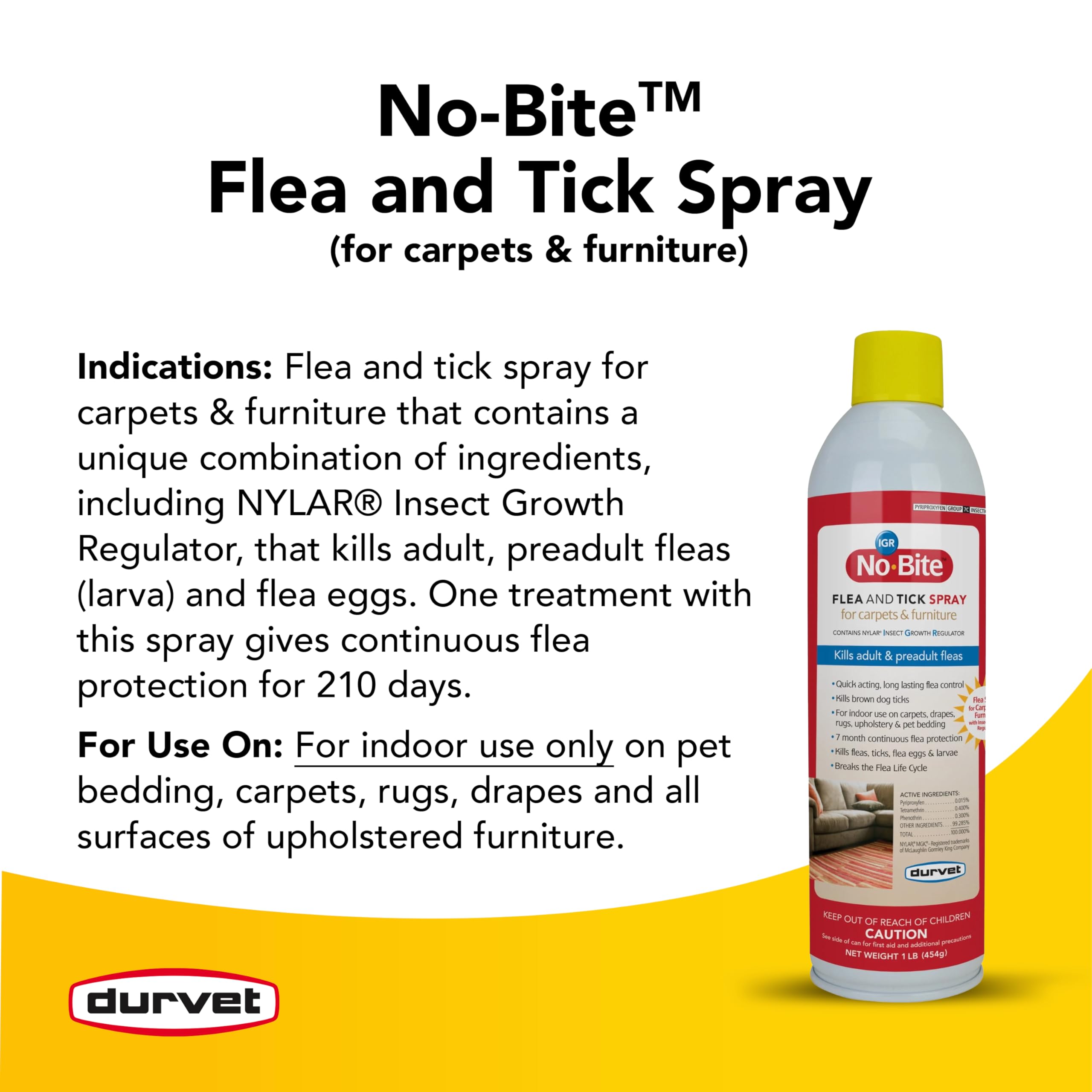Durvet Flea and Tick Spray for Carpets & Furniture, 16 oz - Model 011-1134