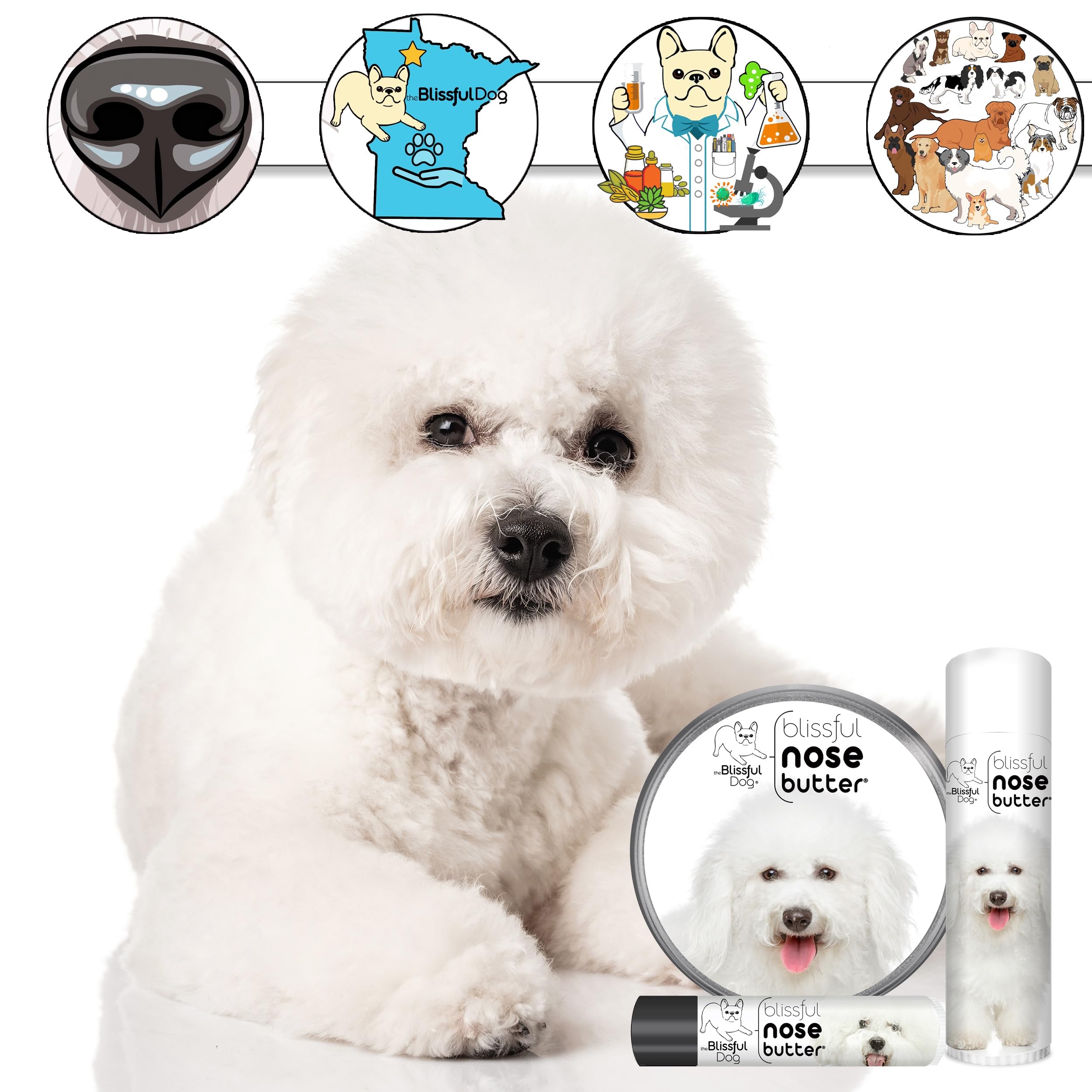 The Blissful Dog Bichon Frise Unscented Nose Butter, 4-Ounce