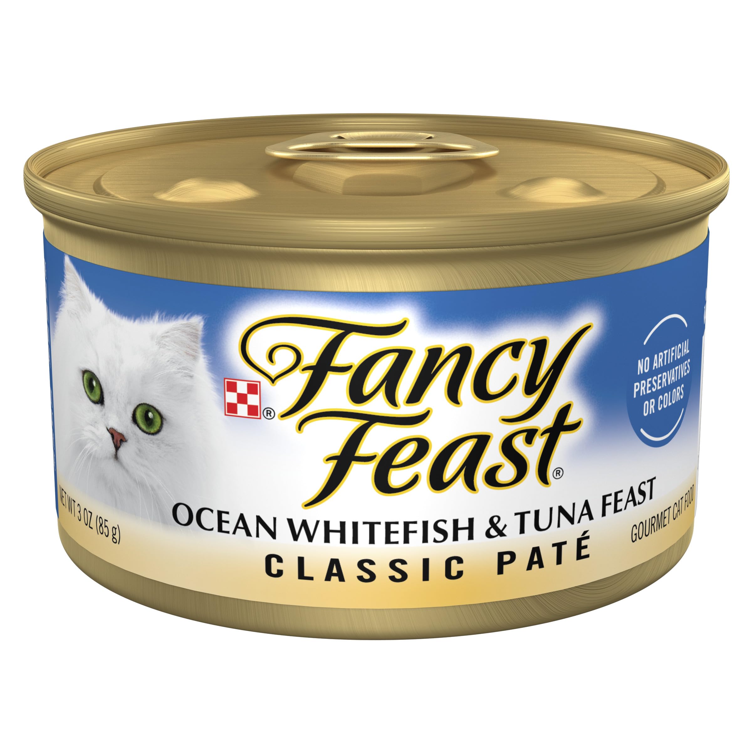 Purina Fancy Feast Classic Pate Ocean Whitefish and Tuna Feast Classic Grain Free Wet Cat Food Pate - (24) 3 oz. Cans
