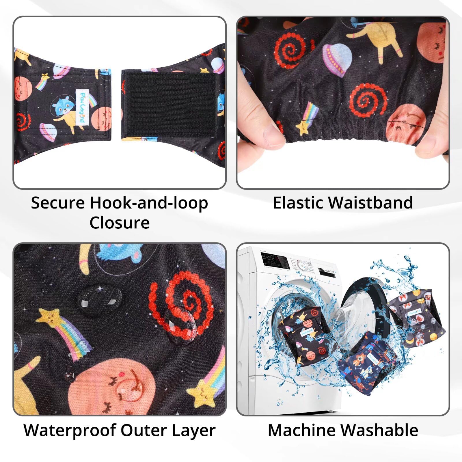 Paw Legend Washable Dog Belly Band Wrap Diapers for Male Dogs, High Absorbing, Small, Dog Pattern (3 Pack)