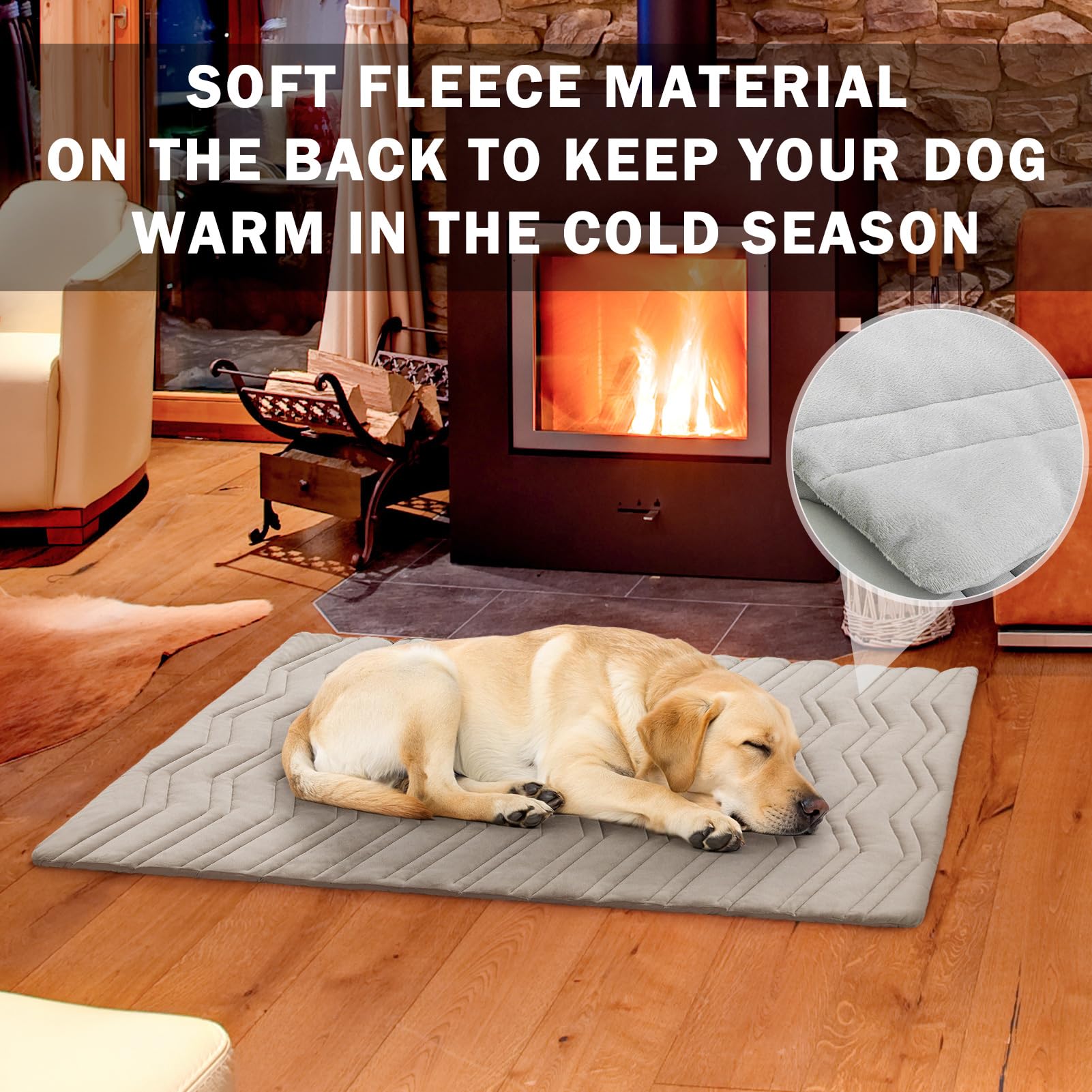 Scenereal Dog Cooling Mat For Crate, Thicken Self-Cooling Dog Pad Reversible (Cool & Warm), 48''X28'' Pet Cool Bed For M Large X