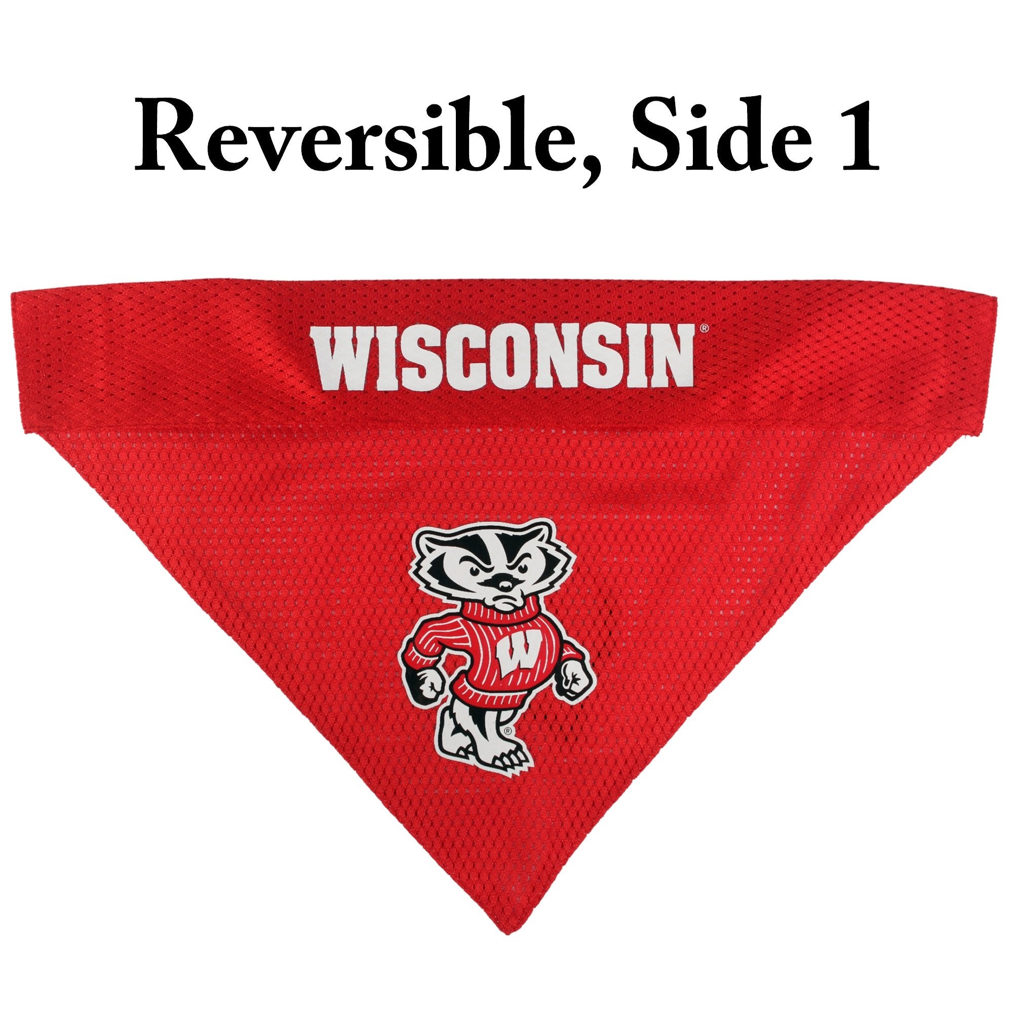 Pets First Collegiate Pet Accessories, Reversible Bandana, Wisconsin Badgers, Large/X-Large