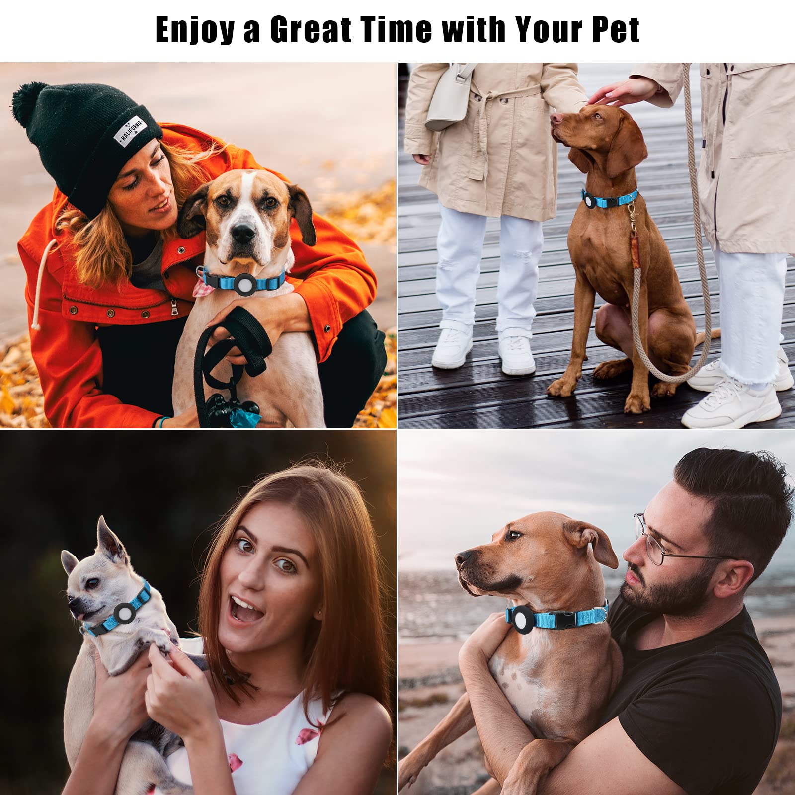 Compatible With Airtag Dog Collar, Adjustable Air Tag Dog Collar With Durable Quick Snap Buckle, Imitation Nylon Dog Collar With Waterproof Apple Airtag Holder For Small Dogs (S(6'-16'), Blue)