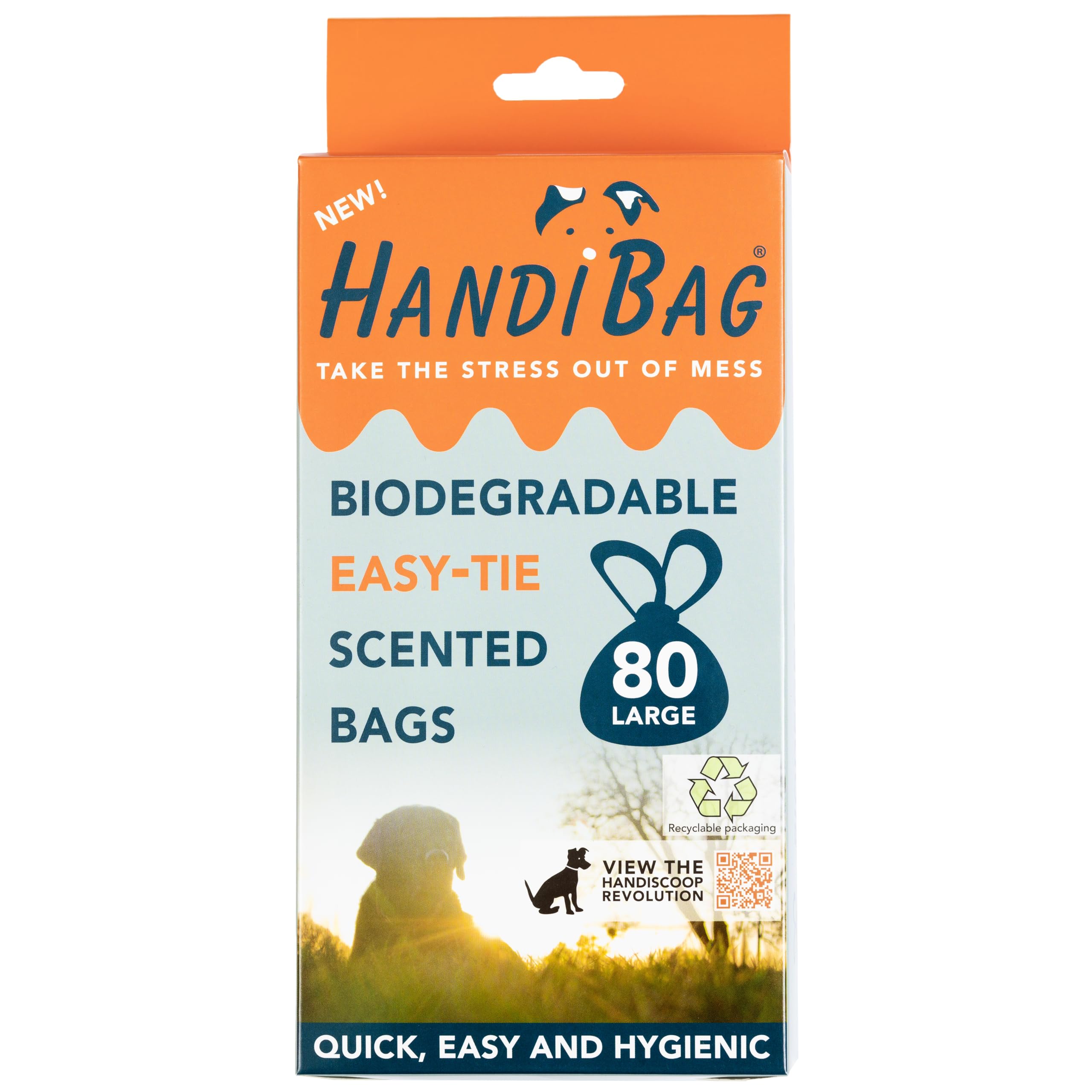 Handiscoop Biodegradable Scented Dog Waste Bags - Pack Of 80 Large And Durable Bags, Easy-Tie Handles For Convenient And Eco-Friendly Pet Waste Disposal