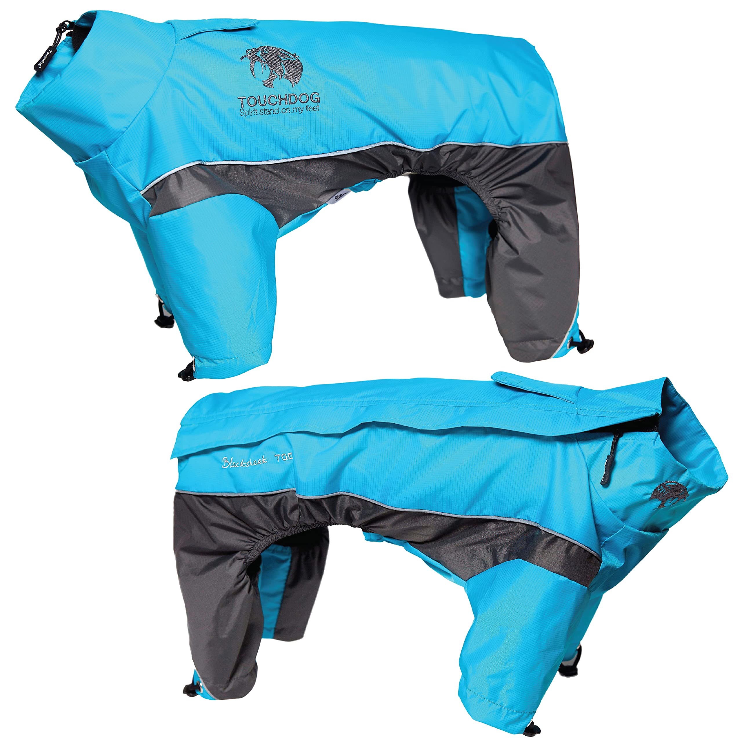 TOUCHDOG Quantum-Ice Full Body Bodied Adjustable and 3M Reflective Pet Dog Coat Jacket w/ Blackshark Technology, Medium, Ocean