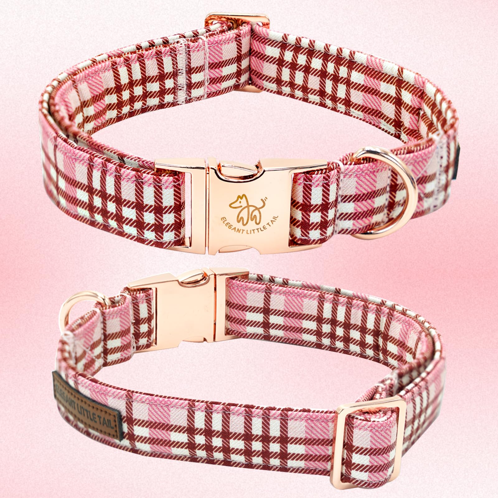 Elegant Little Tail Cute Pink Dog Collar With Bow For Small Dogs, Female Adjustable Cotton Summer Pet Bow Holiday Puppy Collar F