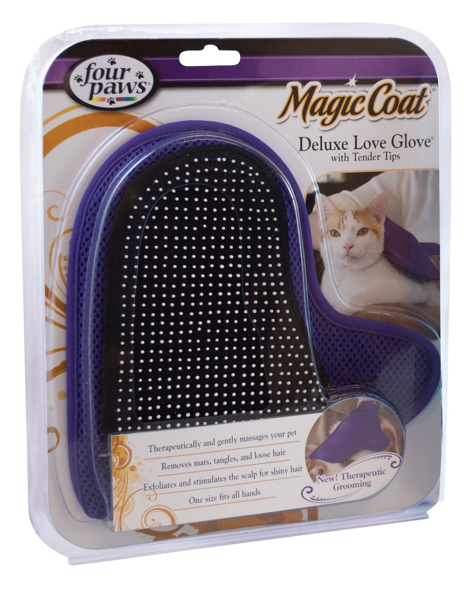 Four Paws Magic Coat Cat Grooming Deluxe Love Glove With Tender Tips