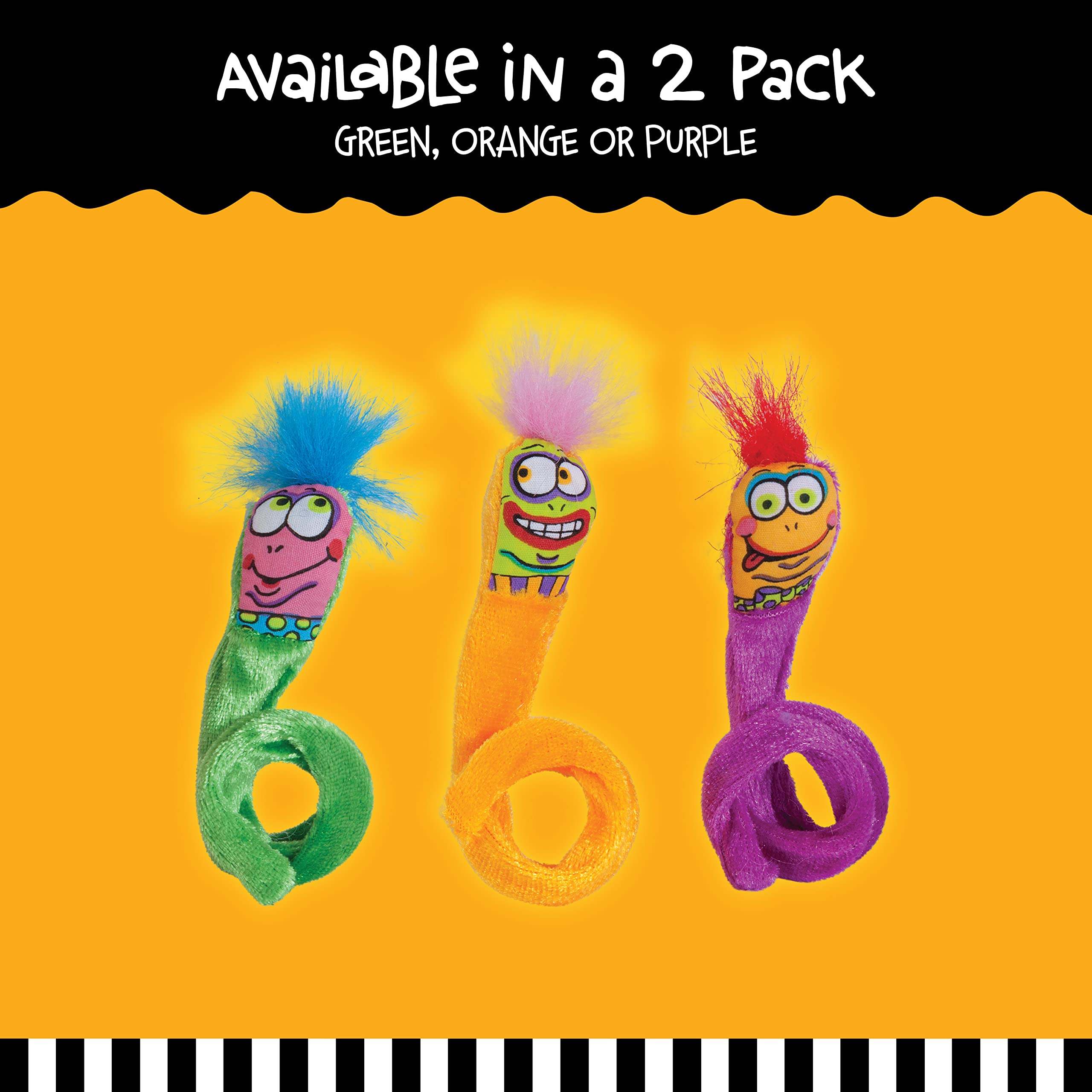 Doskocil Bamboo Pet Cam650037 2-Pack Fat Cat Springy Worms Catnip Toy