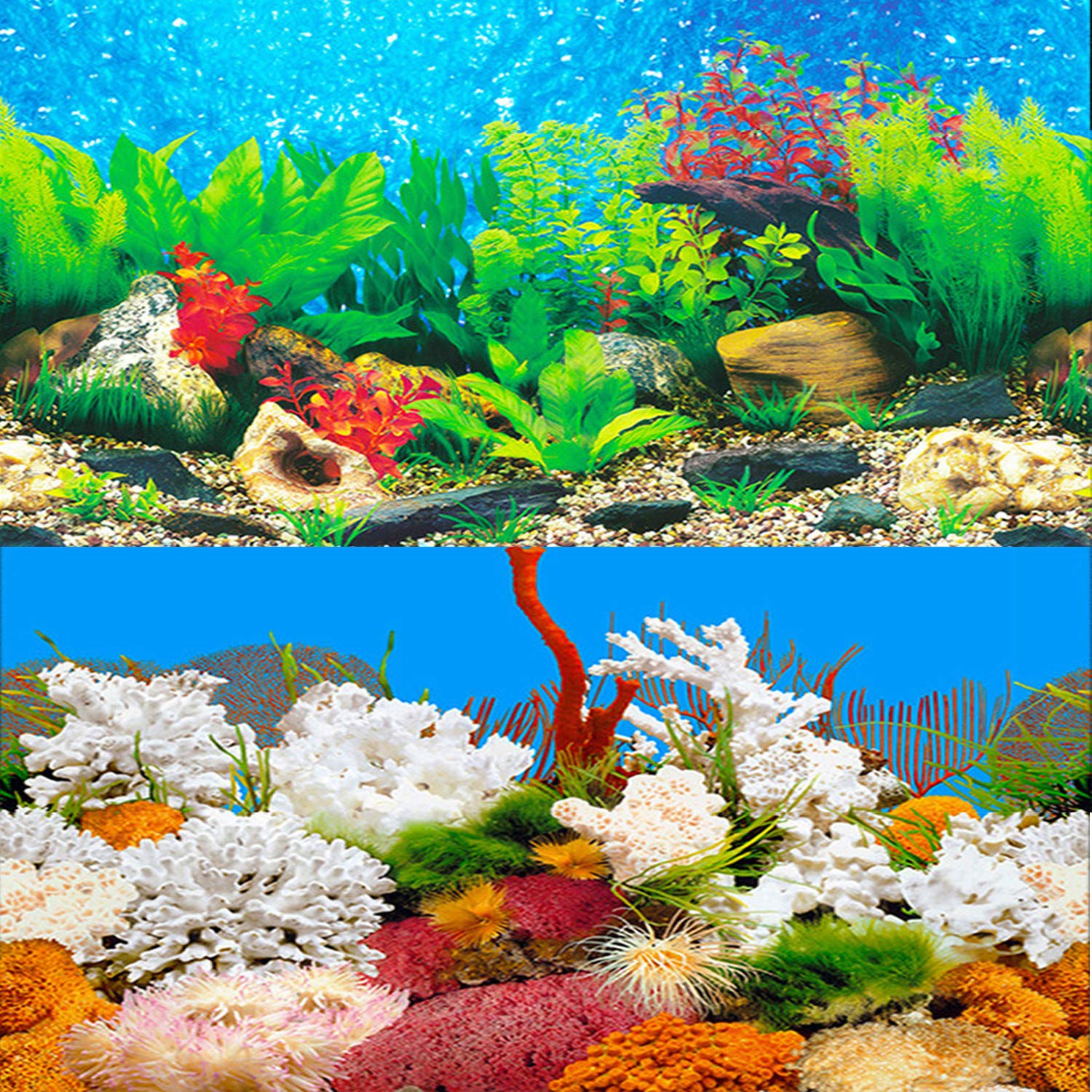 Elebox New 20' X 48' Fish Tank Background 2 Sided River Bed & Lake Background Aquarium