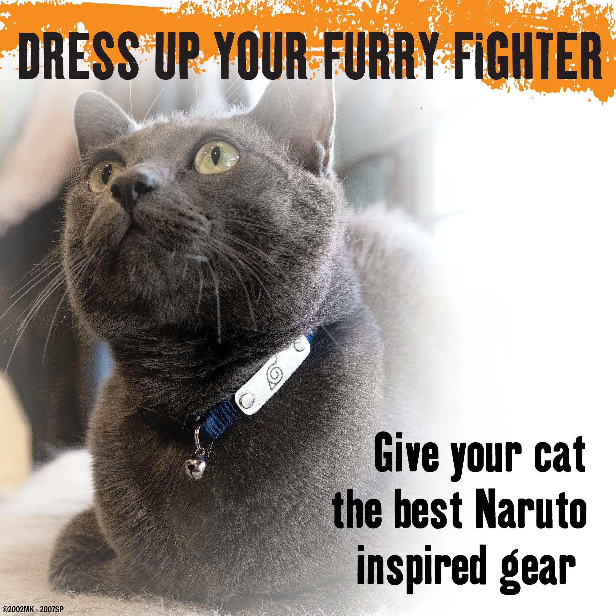 Naruto Cat Collars For Girl Cats, Boy Cats & Small Kitten Collar With Bell | Officially Licensed Naruto Shippuden Hidden Leaf Village Headband Breakaway Cat Collars For Naruto Gifts (Black, Ninja)