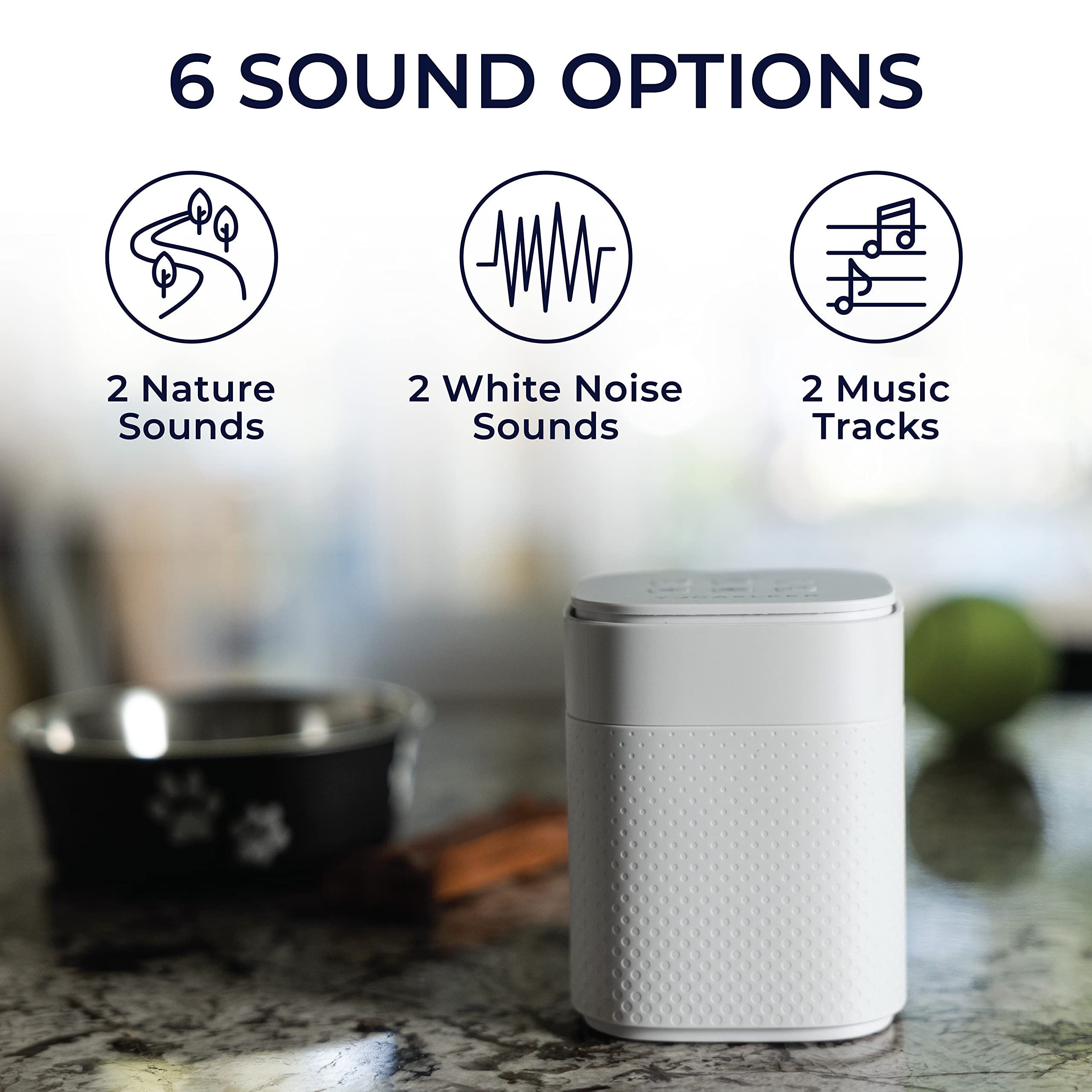 Yogasleep Pawzz White Noise Machine for Dogs, Home & All Pets. with Integrated Bark Sensor, 6 Automatic Relaxing Natural Sounds,