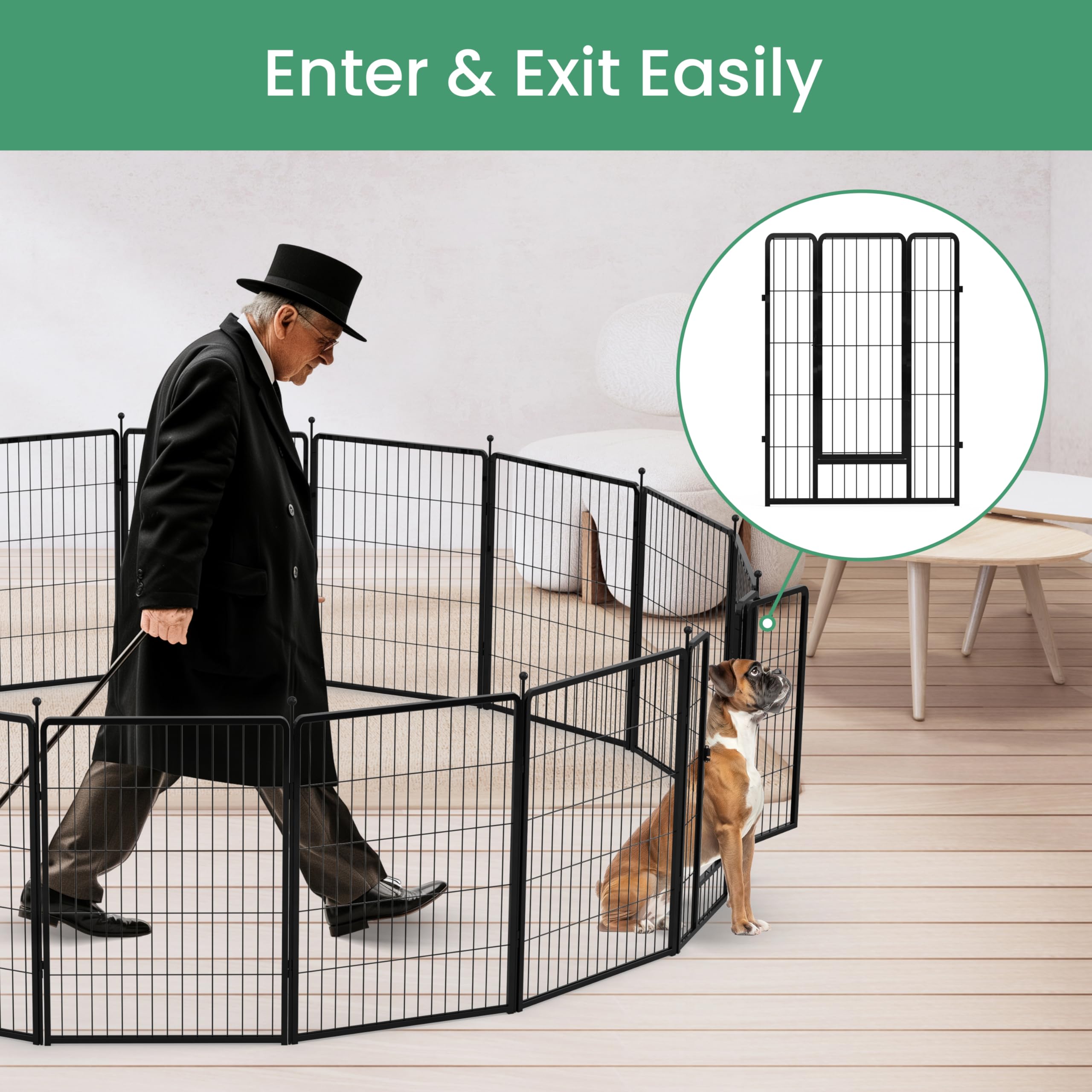 Simple Deluxe Dog Playpen, 40 Height 8 Panels Fence with Anti-Rust Coating, Metal Heavy Portable Foldable Dog Pen for Medium/Lar