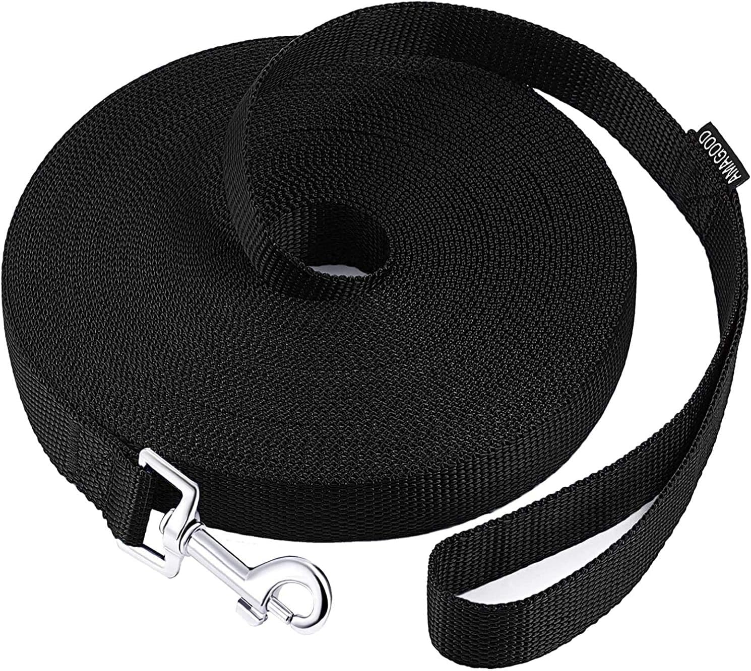 Amagood Dog Leashes Heavy Duty 15Ft 20Ft 30Ft 50Ft 100Ft Long Leashes-For Training,Tie Out(100Feet X 1Inch,Black)