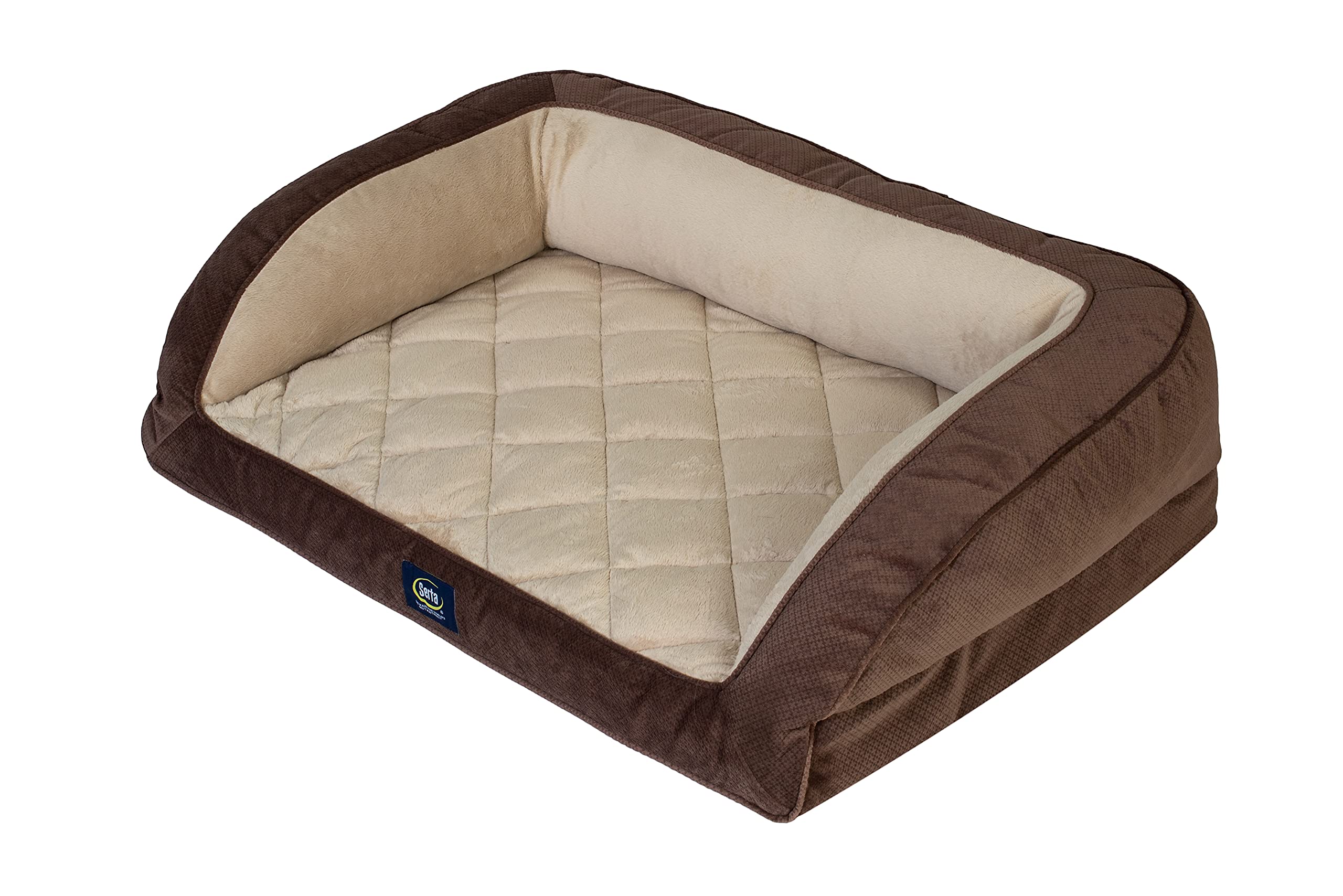Serta Ortho Quilted Couch Pet Bed, Large, Mocha