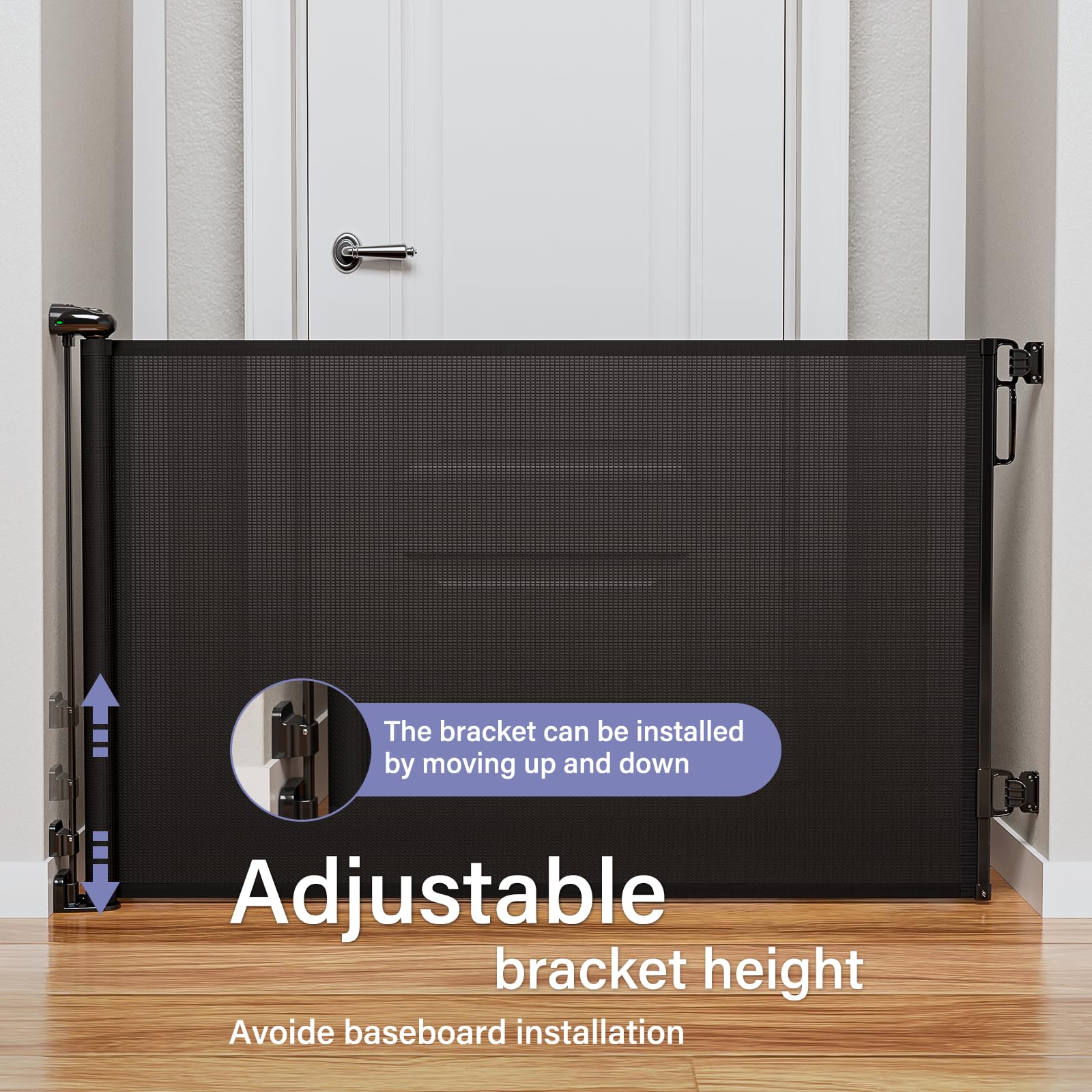 Probebi Retractable Baby & Dog Gate - Extra Wide (54' W X 34' H), Ideal For Stairs, Hallways, Doorways, Deck & Porch