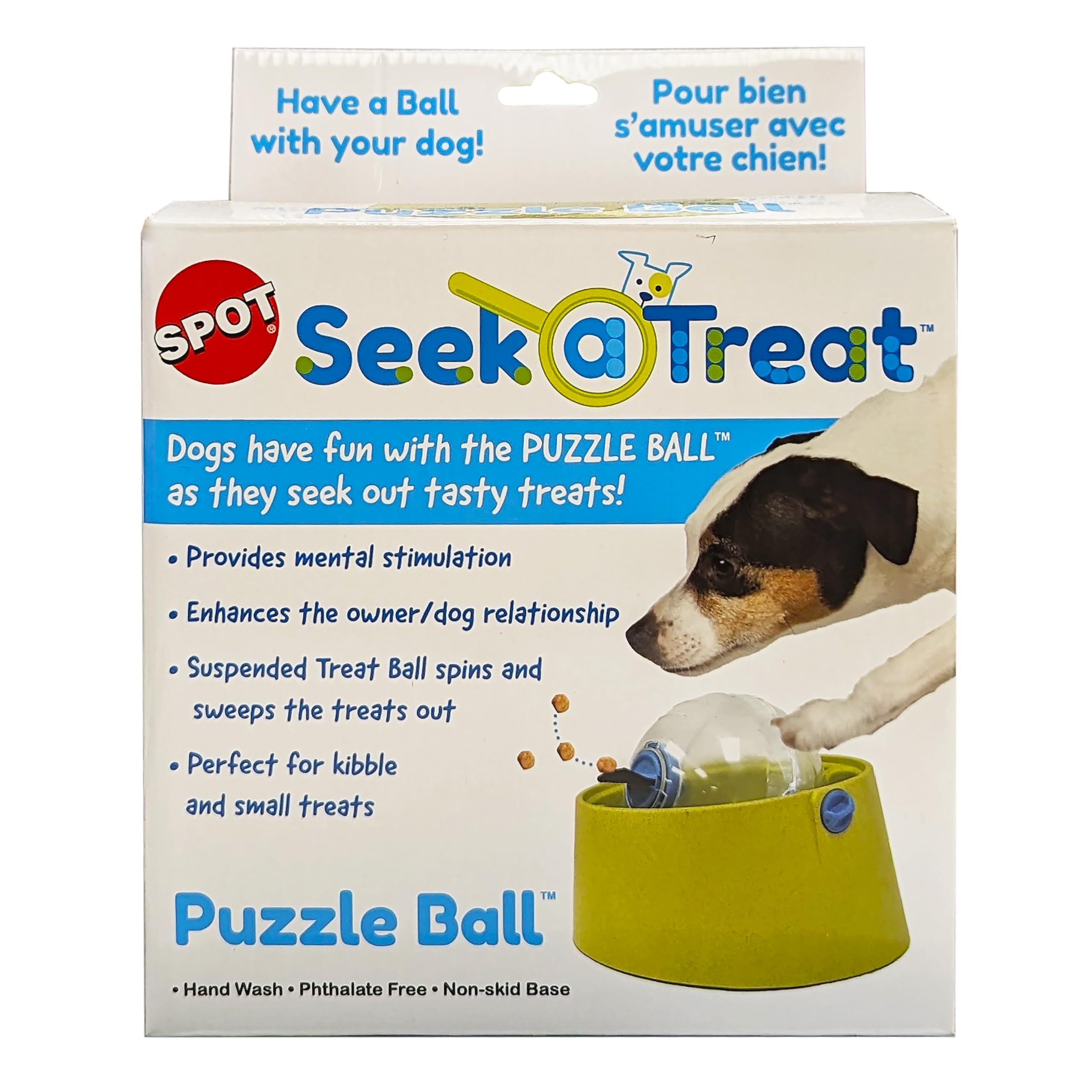 SPOT Seek-A-Treat Puzzle Ball - Treat Dispenser Puzzle Toy for Dogs, Provides Mental Stimulation and Prevents Boredom, Interacti