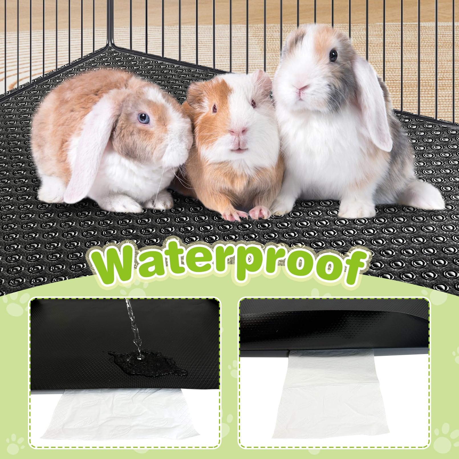 Bnosdm 2 Pcs Waterproof Guinea Pig Cage Liner Washable Rabbit Bedding Liners Reusable Small Animals Pads Playpen Mats For Guinea