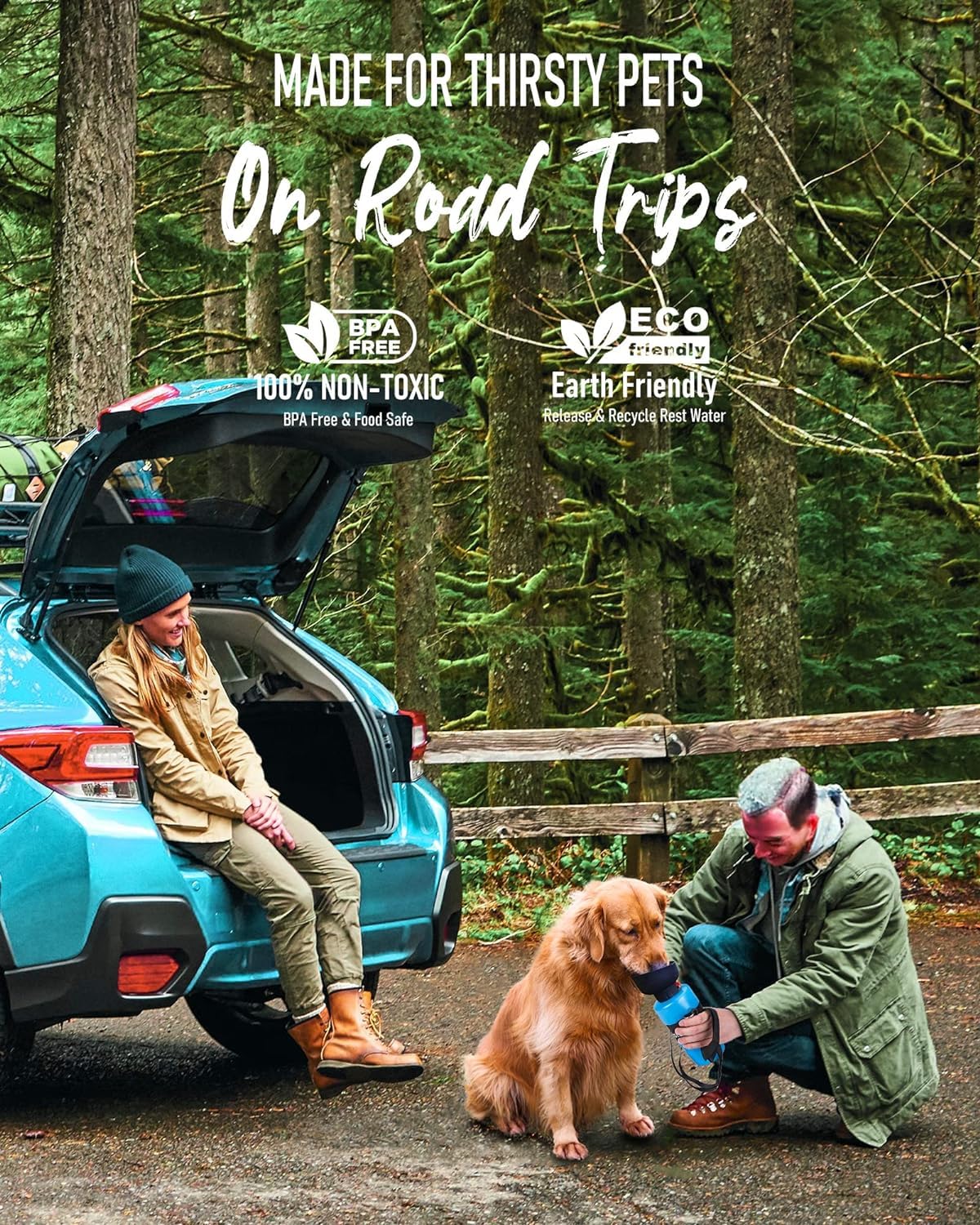 Lesotc Dog Water Bottle, Portable Pet Water Dispenser, Leak Proof Travel Squeeze Water Bottle For Dogs, Puppy Essentials Dog Stu