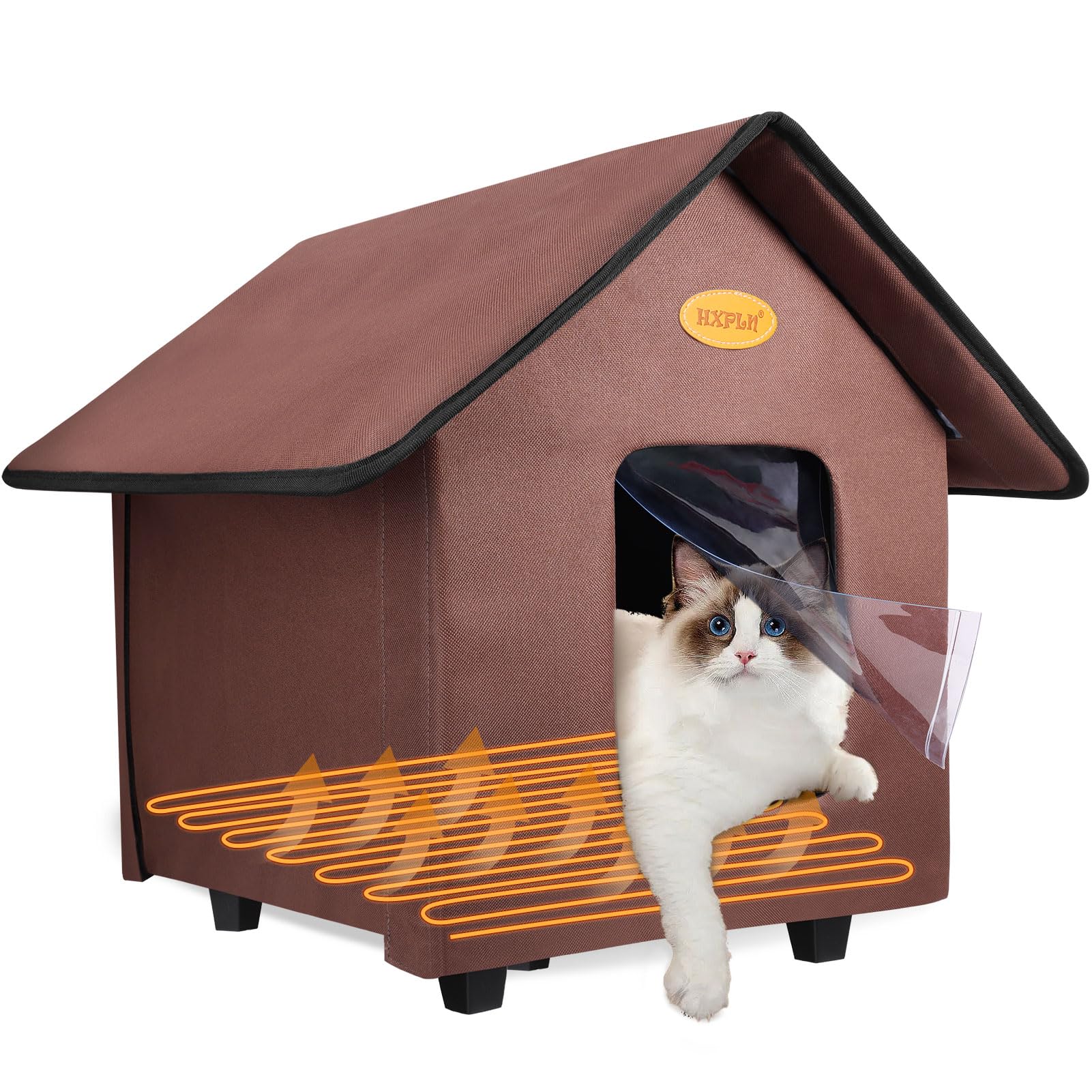 Heated Cat House Outside For Winter, Elevated Insulated Waterproof Outside Cat House Heated Feral Cat Shelter, Easy Assembly, Wa