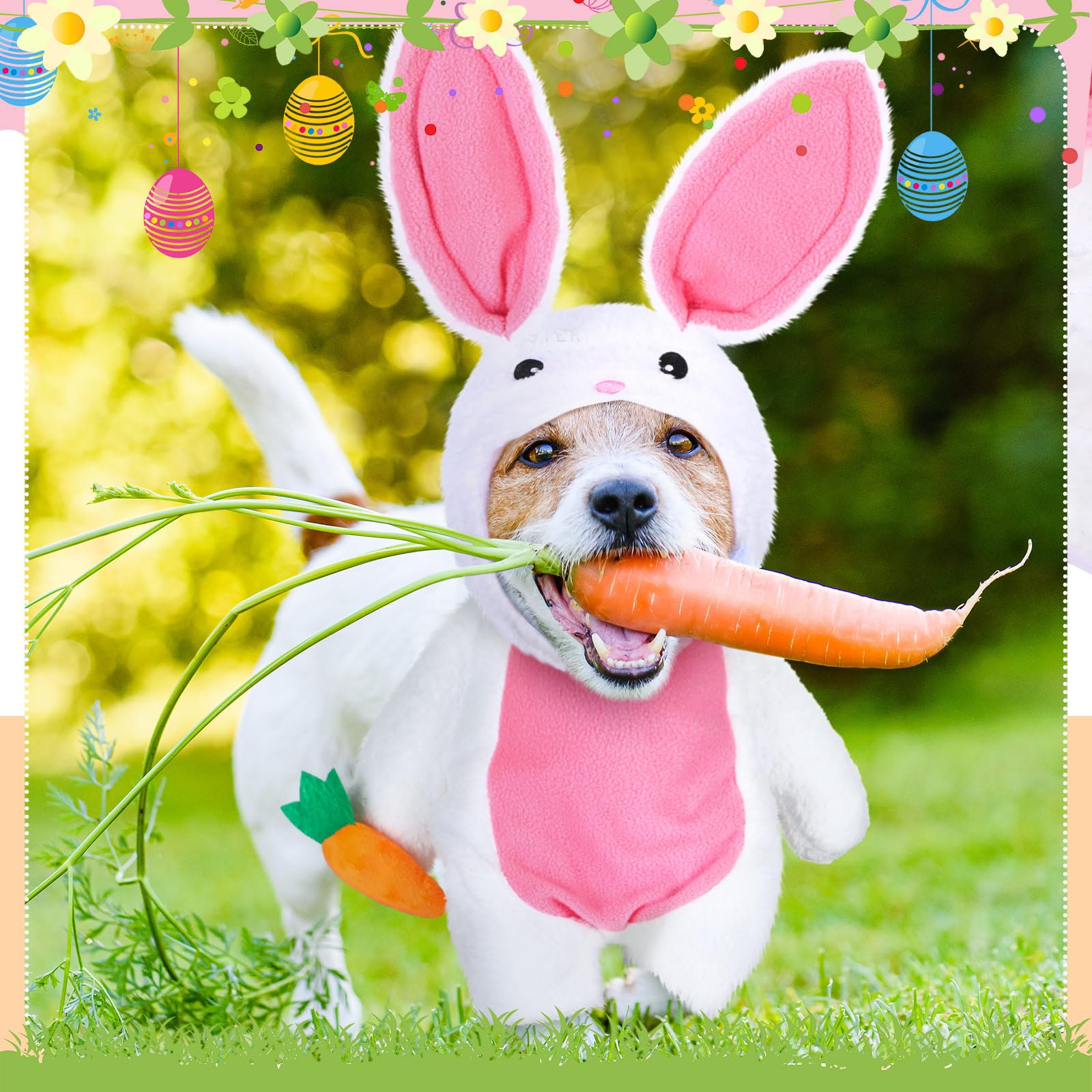Huhumy Walking Bunny Pet Costume Funny Easter Bunny Dog Costumes With Arms And Trousers Sleeves Halloween Fluffy Rabbit Outfit C