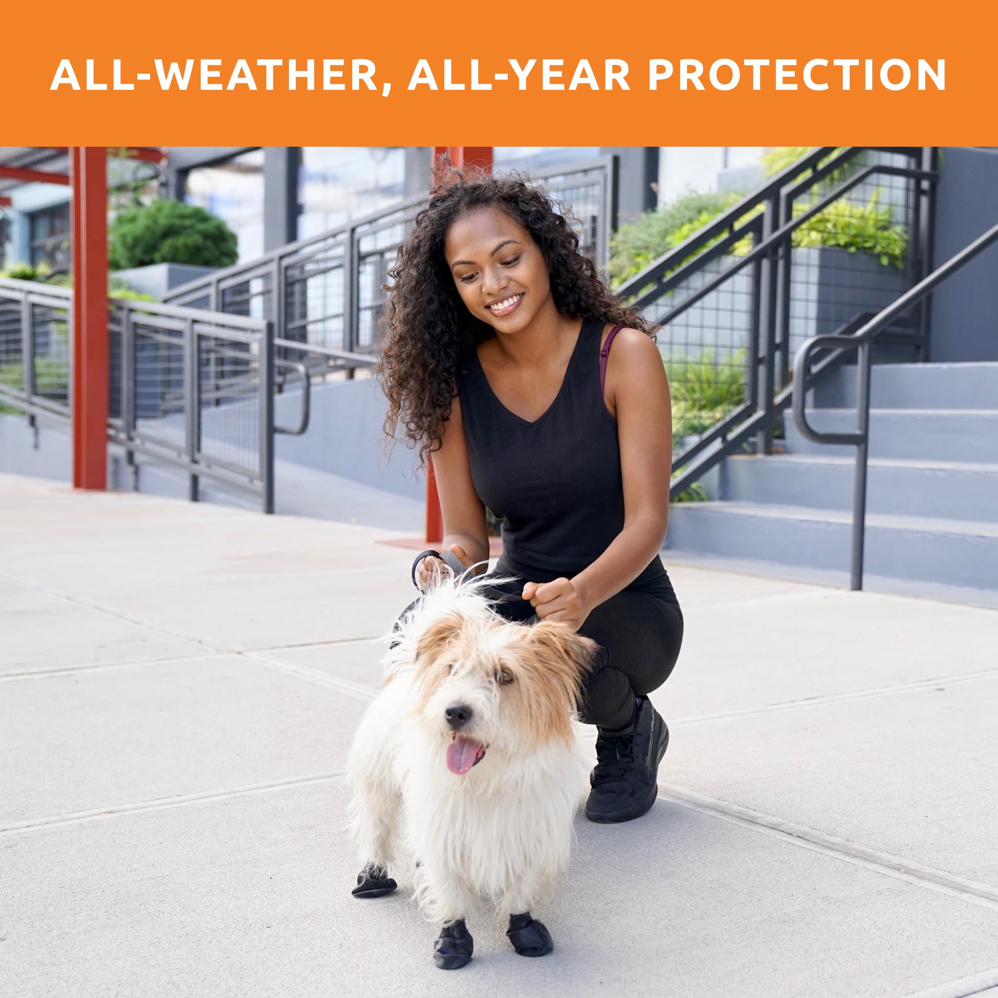 PawZ Rubber Dog Boots for Paws up to 2'', 24 Total (2 Packs of 12) - All-Weather Dog Booties for Hot Pavement, Snow, Mud, and Ra