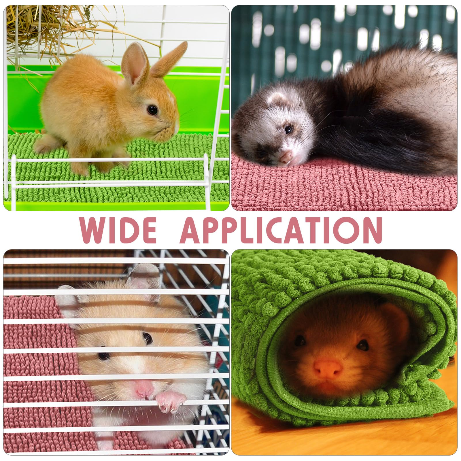 Amylove 4 Pcs Guinea Pig Cage Liner Guinea Pig Bedding Washable Fleece Pee Pads Reusable Small Animals Training Mat Small Animal