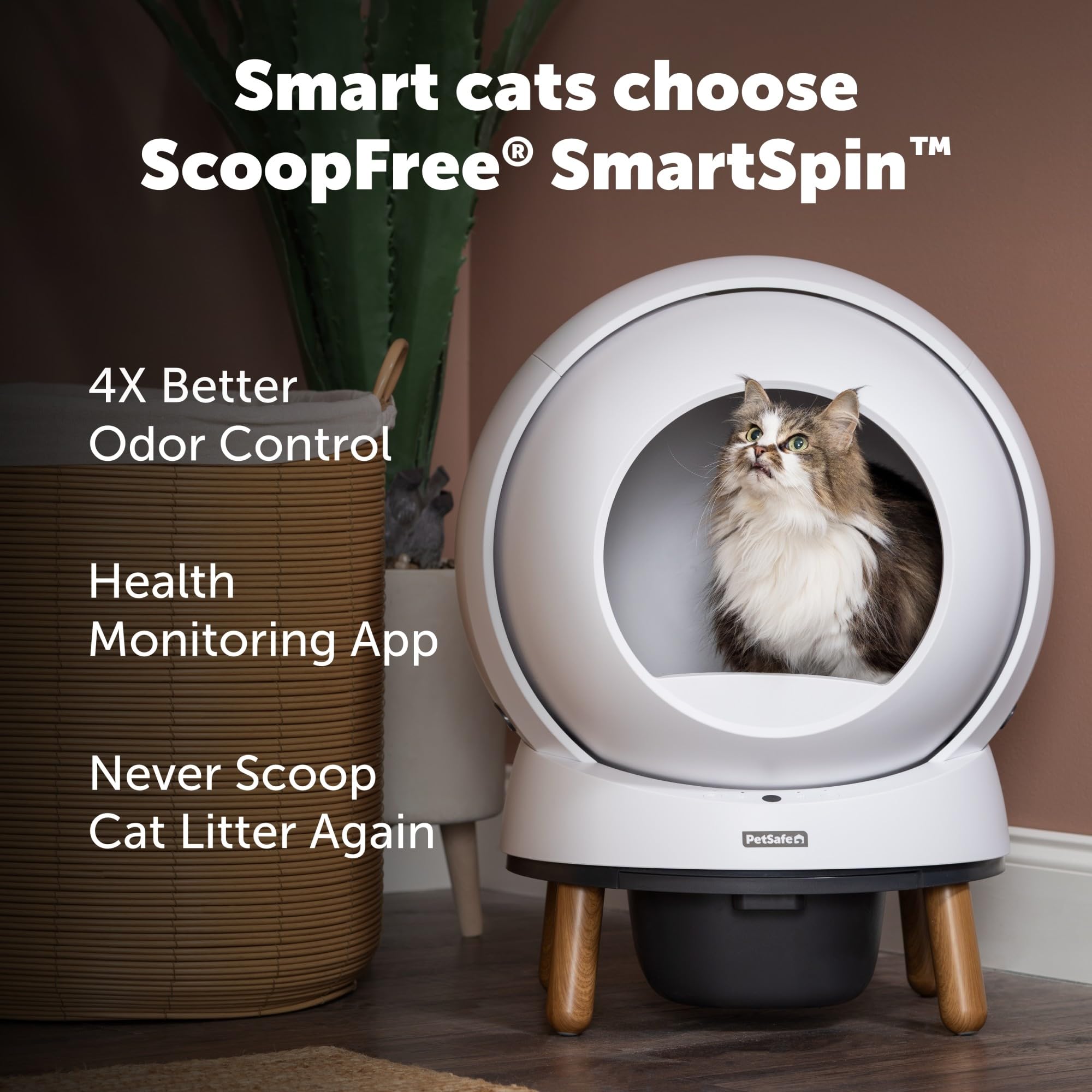 Petsafe Scoopfree Smartspin Self-Cleaning Cat Litter Box - Advanced Odor Control Technology, App Controlled With Health Monitori