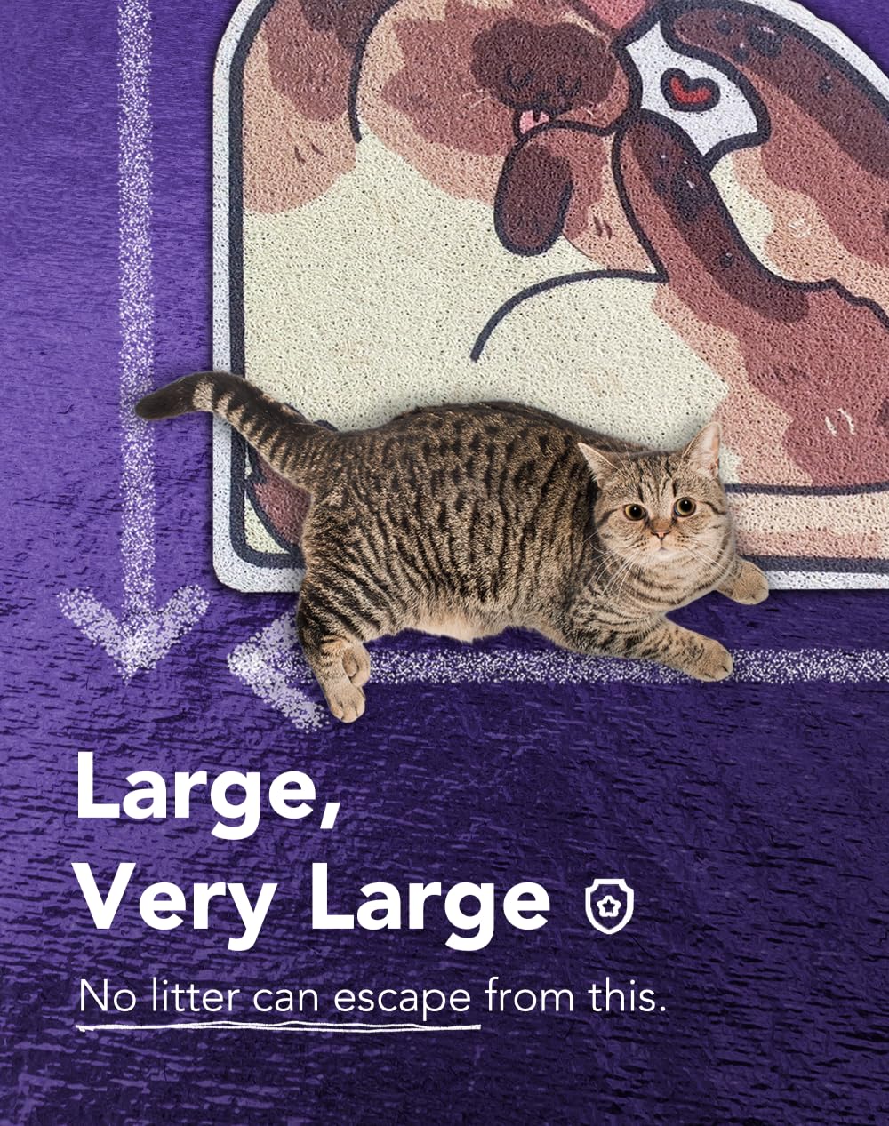 Lukamoo Cute Cat Litter Mat (30X20), Large/L, For Kitty Litter & Cute Cat Litter Box, Litter Trapping Mat (Pointed, Cornered)