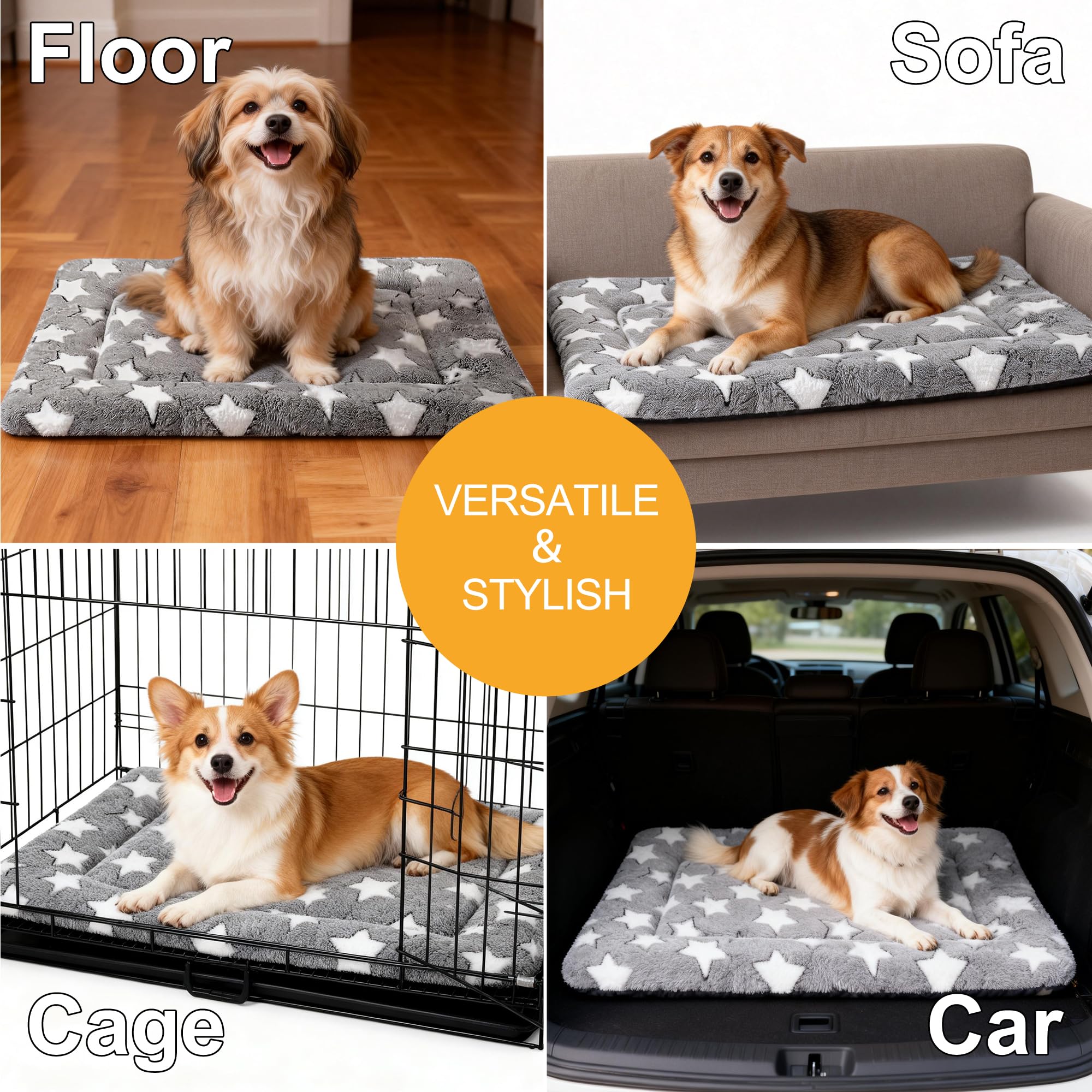 Dog Bed Mat, Reversible Crate Pads for Small/Medium/Large Dogs & Cats Sleeping, Portable & Soft, Dog Beds Crate Pad (Grey, M(30*