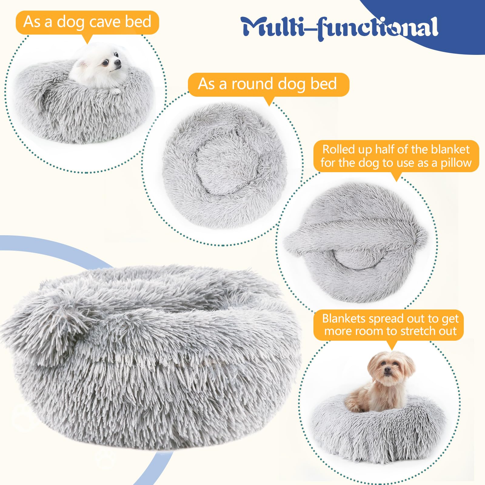 Shinhye Small Dog Bed Cat Bed Dog Bed With Blanket Plush Fluffy Hooded Dog Bed, Small Dog Beds With Cover Cozy For Indoor Cats,