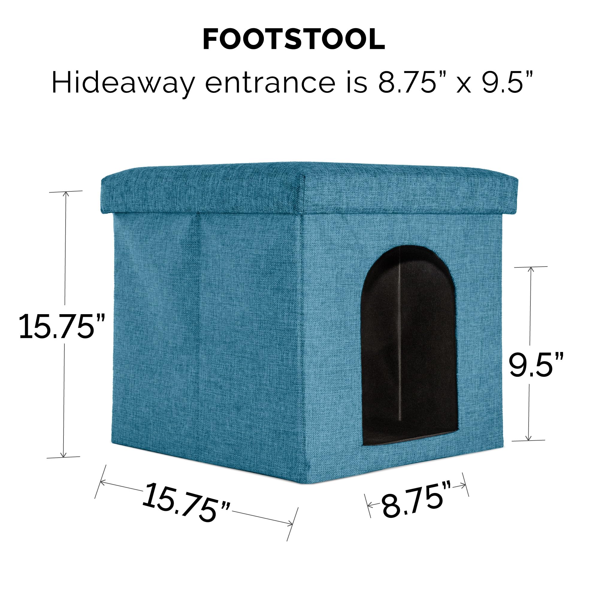 Furhaven Pet House for Indoor Cats & Small Dogs, Collapsible & Foldable w/ Plush Ball Toy - Living Room Footstool Cat Condo - Oc