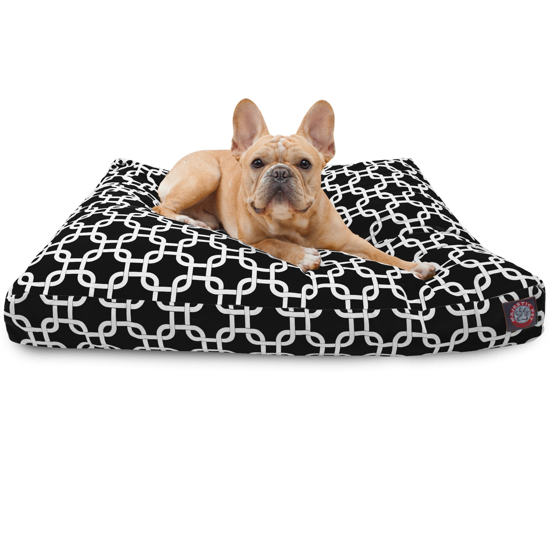 Black Links Small Rectangle Indoor Outdoor Pet Dog Bed With Removable Washable Cover By Majestic Pet Products