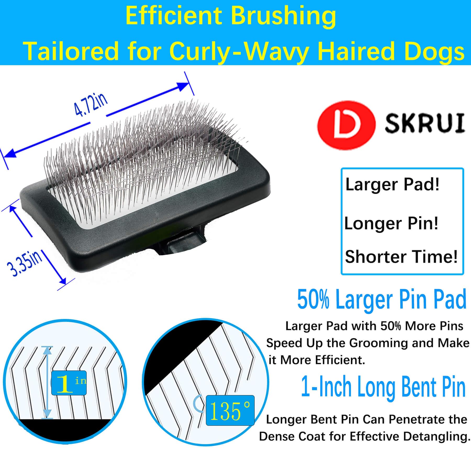 Dog Brush For Long Haired Dogs Poodles-Dog Brushes For Grooming&Shedding-Large Firm Slicker Brush For Goldendoodles-With Soft Ma