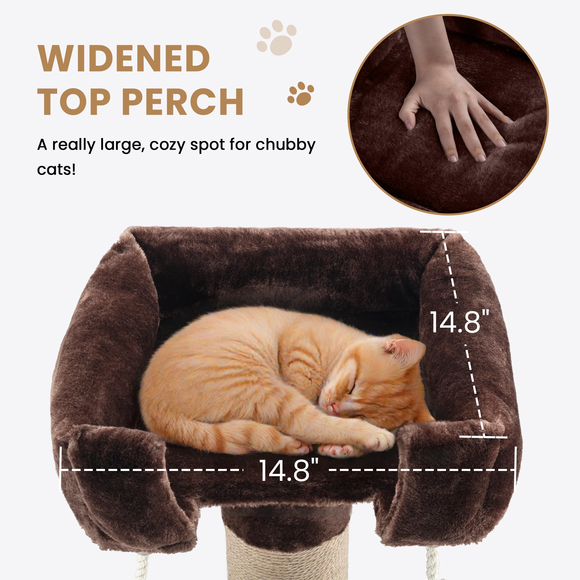 Sha Cerlin 55 Inches Cat Tree Tower With Leaves/Cozy Perches With Scratching Post For Indoor Kittens And Adults Cats/Sisal Rope