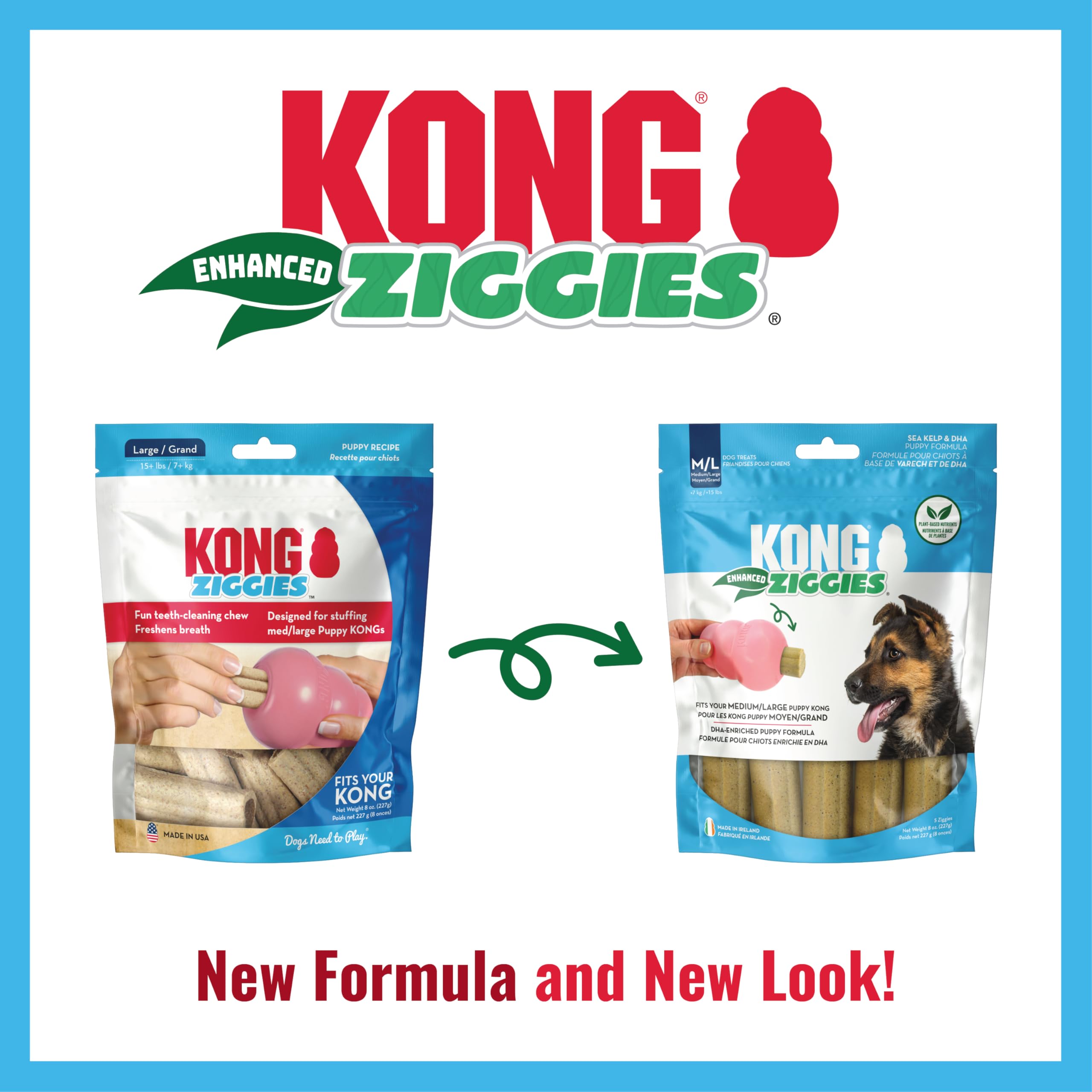 KONG Puppy Ziggies Enhanced Teeth Cleaning Dog Treats - Can Be Used Rubber Classic Toys (Medium/Large)