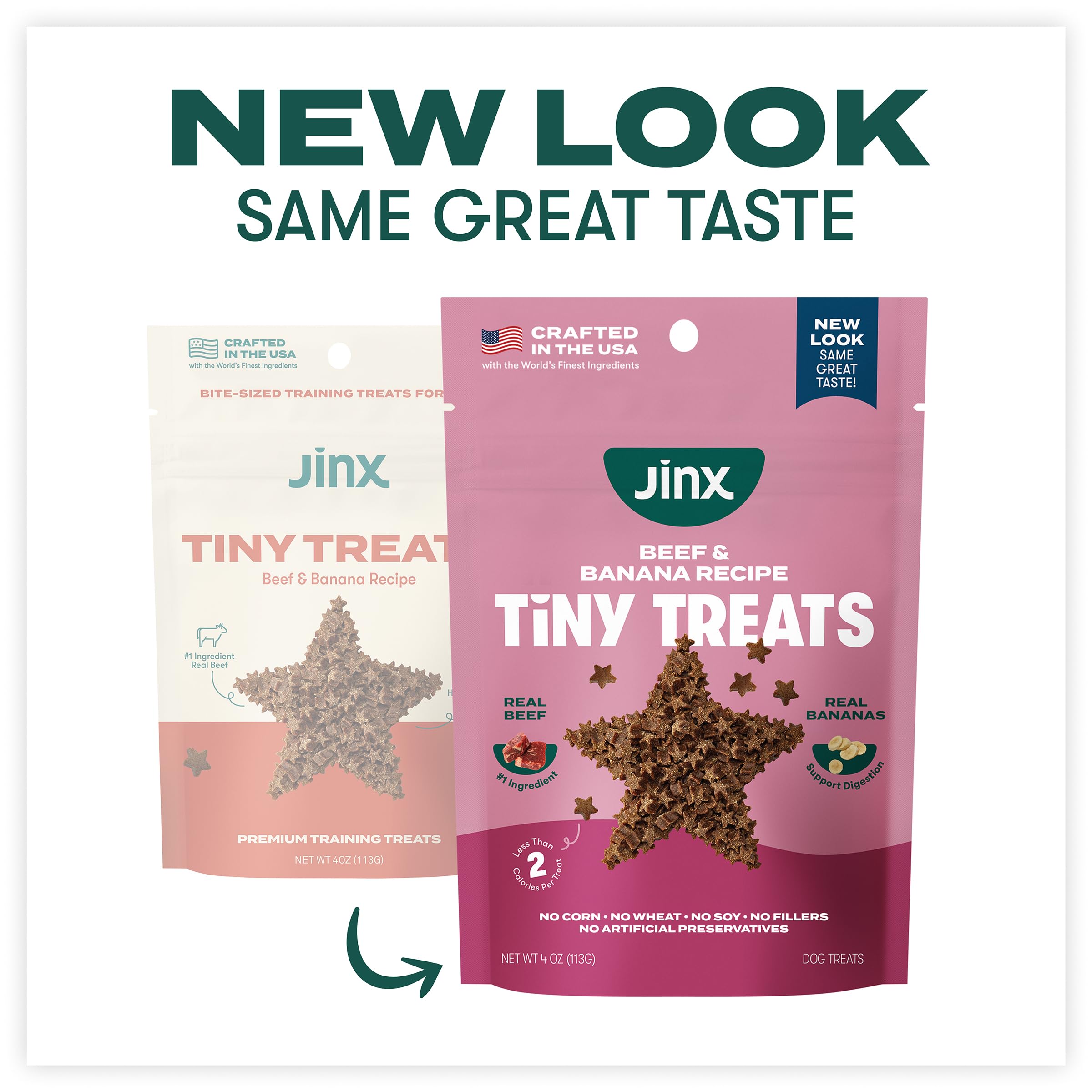 Jinx Beef & Banana Training Treats for Dogs and Puppies, Low-Calorie, All Natural, Slow-Smoked Real Beef, No Fillers 4oz, 6 Pack