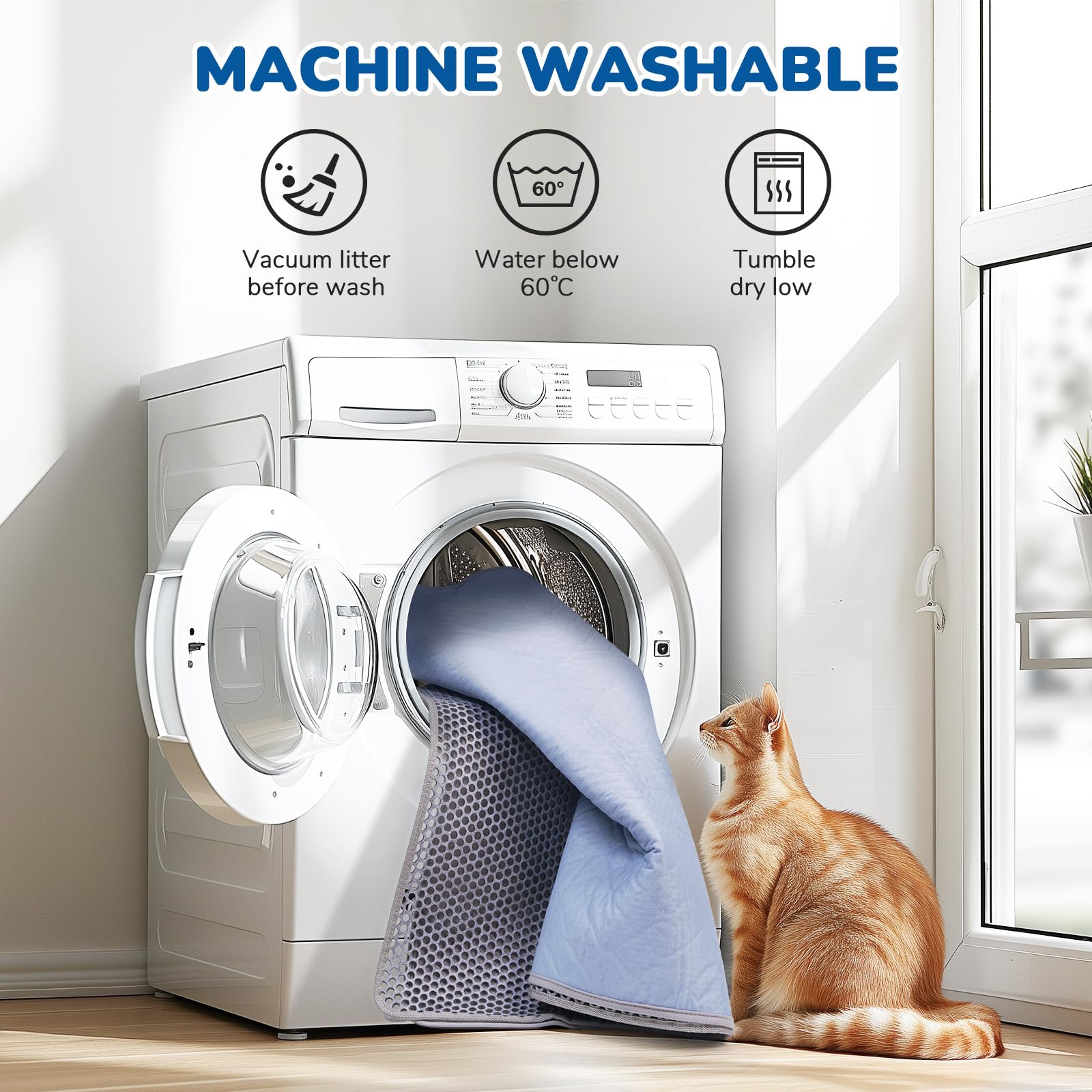 Burgeonnest Cat Litter Mat 30'' X 24'', Upgraded Felt & Fabric Material Cat Trapping Mat For Fewer Creases, Holds 1-2 Litter Box