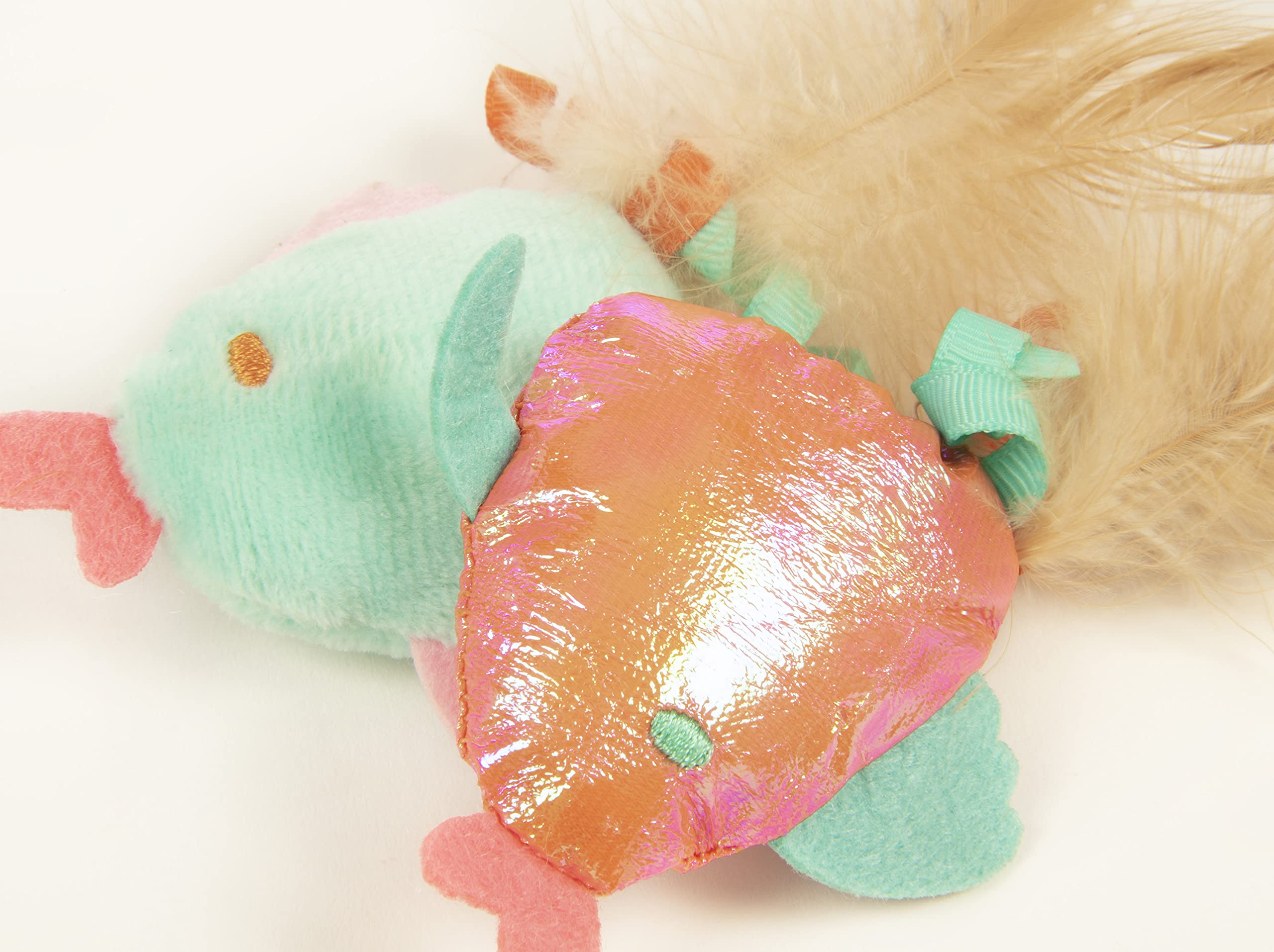 SmartyKat (2 Count Silly Swimmers Crinkle Plush Catnip Cat Toys - Orange/Turquoise, 2 Count