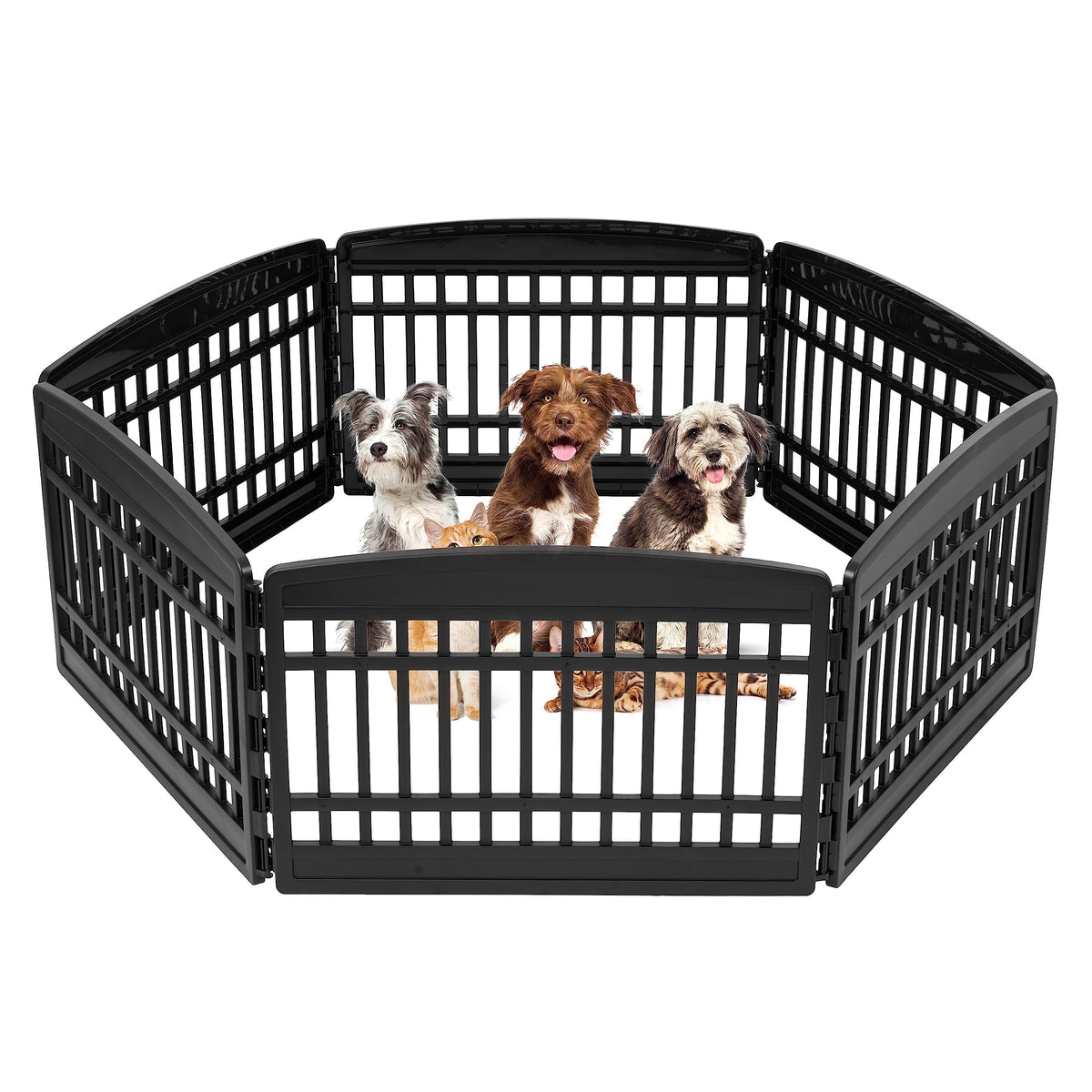 Iris Usa Dog Playpen, 6-Panel 24' Pet Playpen, Puppy Playpen, Indoor/Outdoor Dog Pen, 60 X 60 X 24, Foldable, Customizable, Black