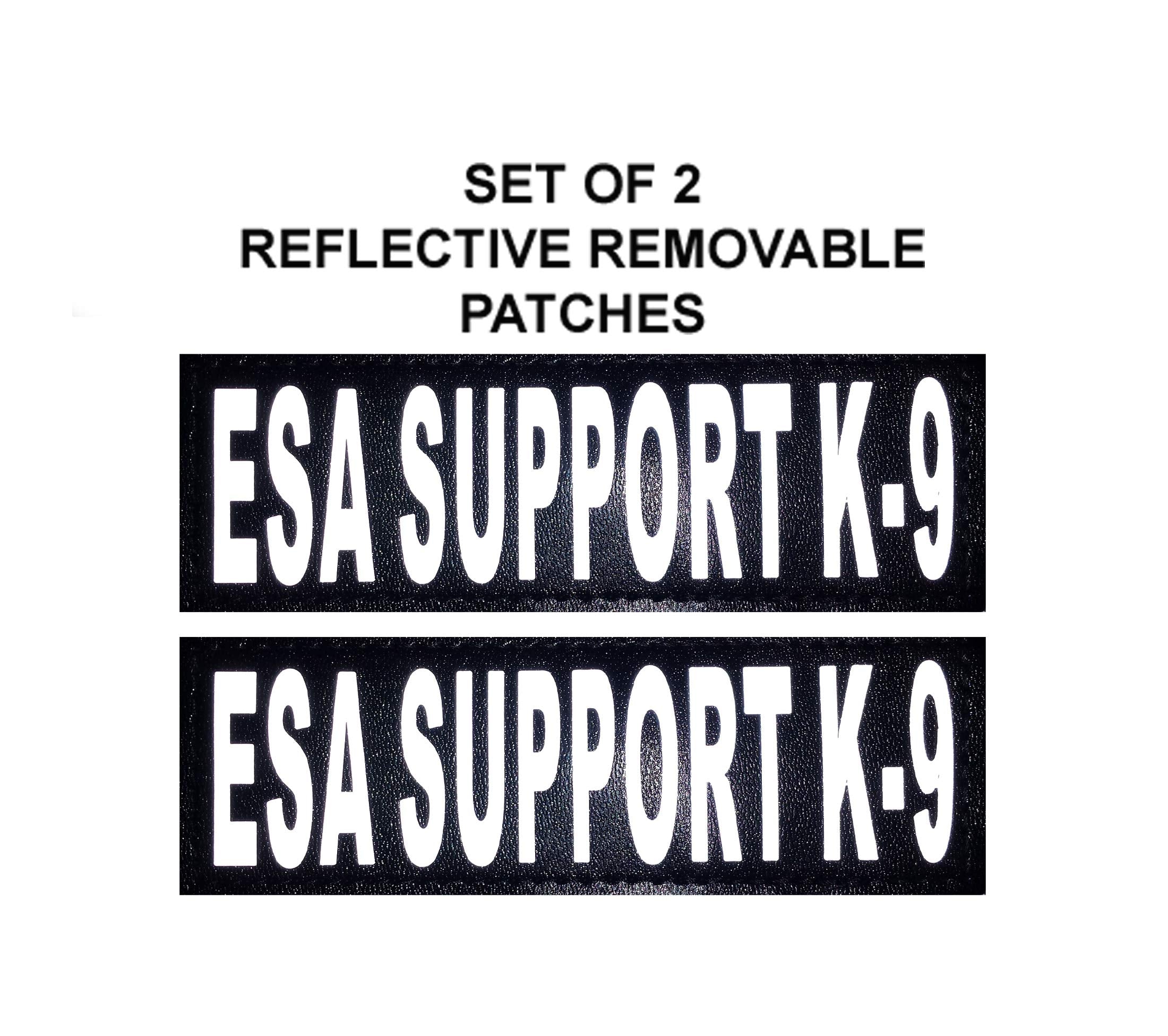 Doggie Stylz Set Of 2 Reflective Esa Support K-9 Removable Patches With Hook Backing For Working Dog Harnesses & Vests. Durable