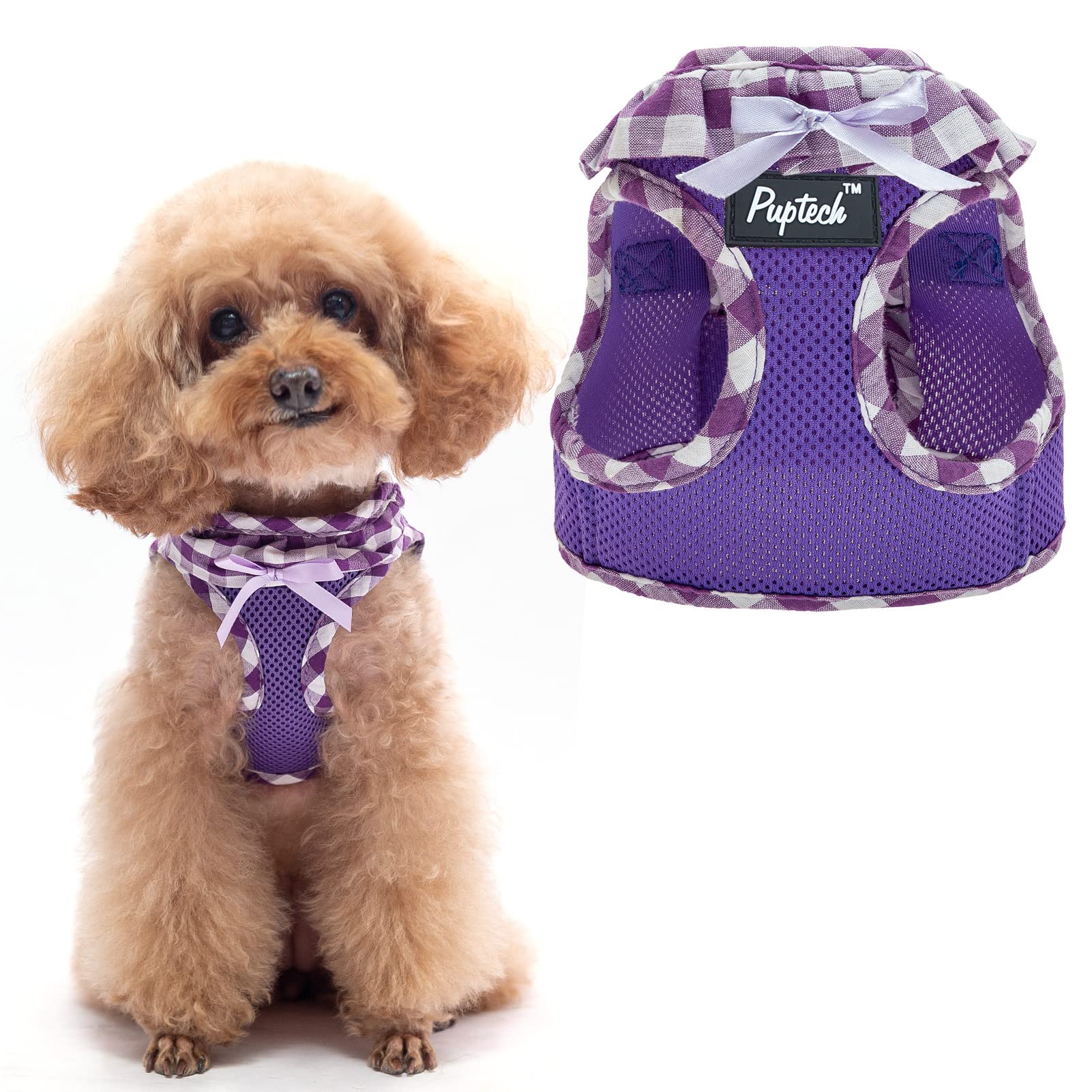 Pupteck Small Dog Harness No Pull Step-In Puppy Cat Harness Soft Mesh For Girls, Purple Xxs