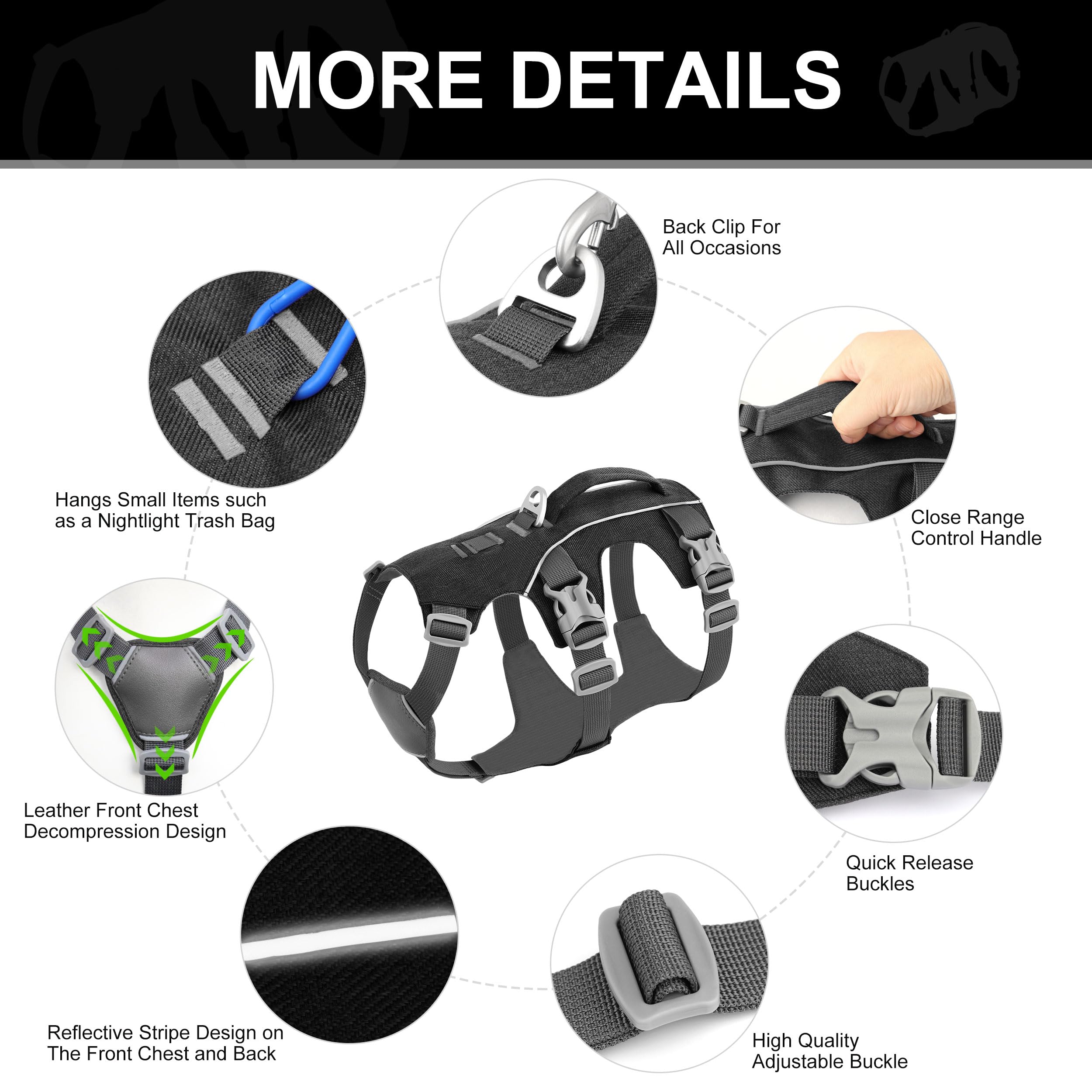 Akailea Dog Harness Medium Sized Dog Escape Proof Dog Harness With Handle, Reflective Dog Vest, Breathable Soft Full Body Pet Ha