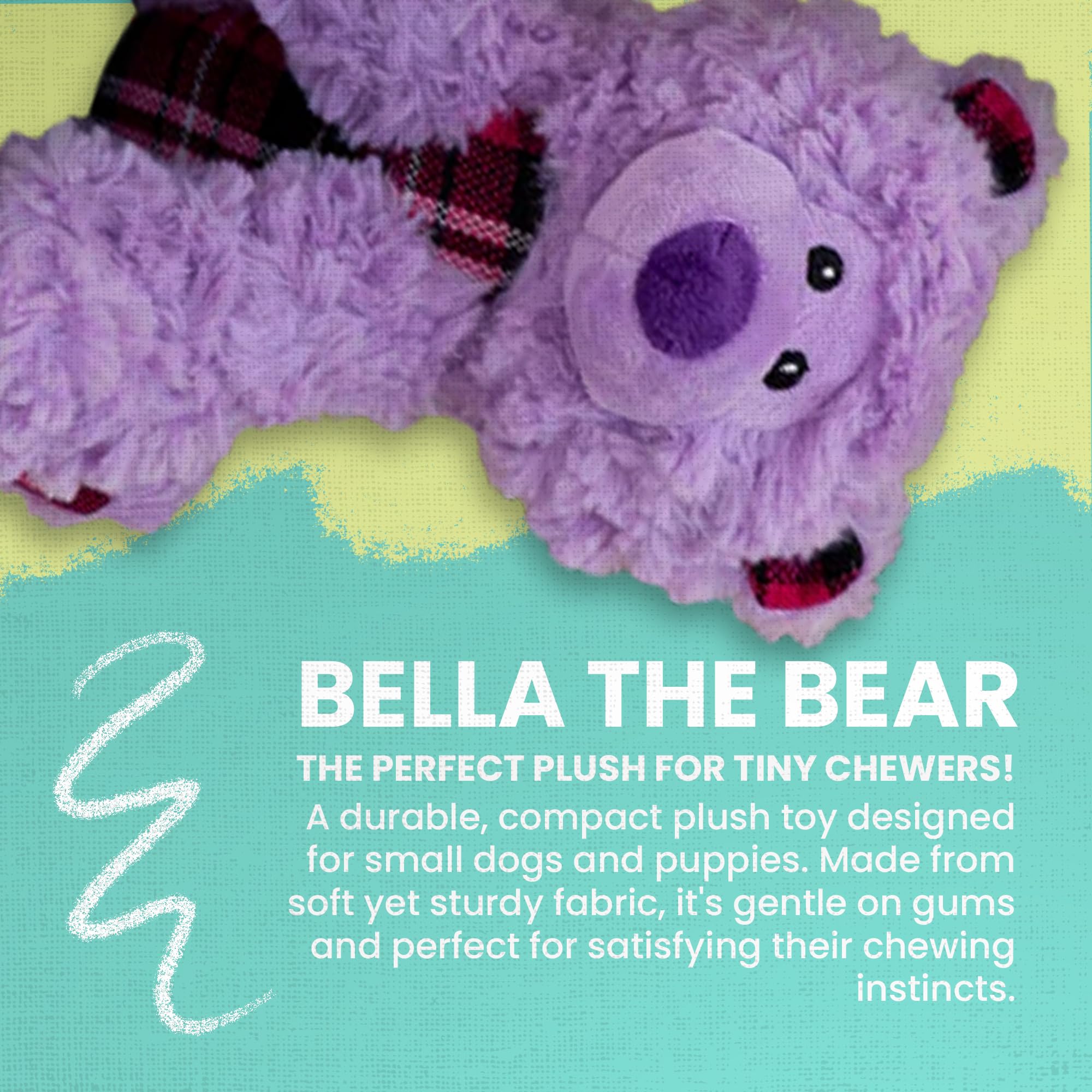 Snugarooz Bella The Bear Plush Dog Toy - Purple - Soft & Durable Squeaky Toy For Chewers - Eco-Friendly Materials - Perfect For Puppies & Small Dogs
