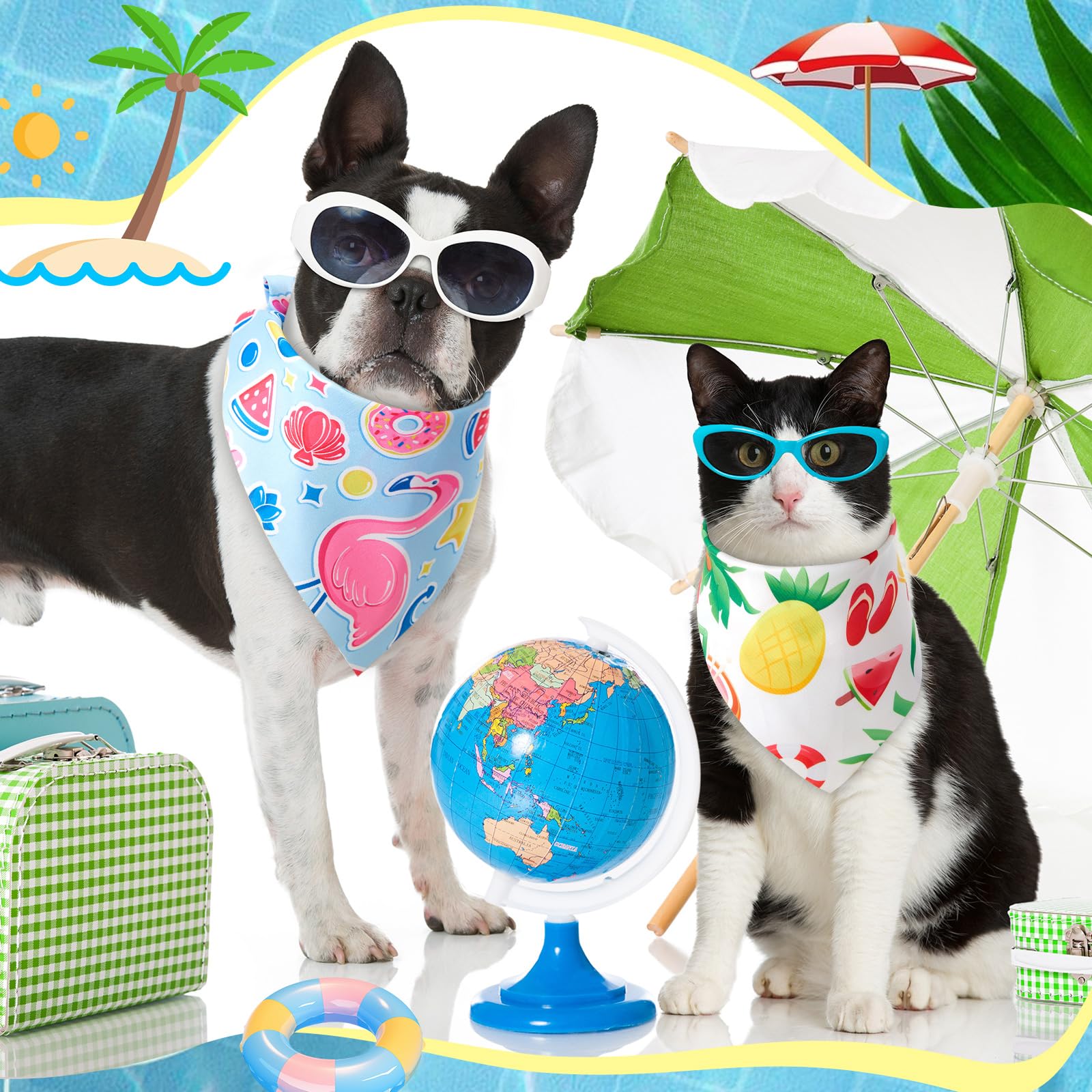 Chunful 100 Pieces Dog Bandanas Bulk Summer Pet Bandanas Pack Triangle Scarf Bib Kerchief Set For Small Large Dog Costume Access