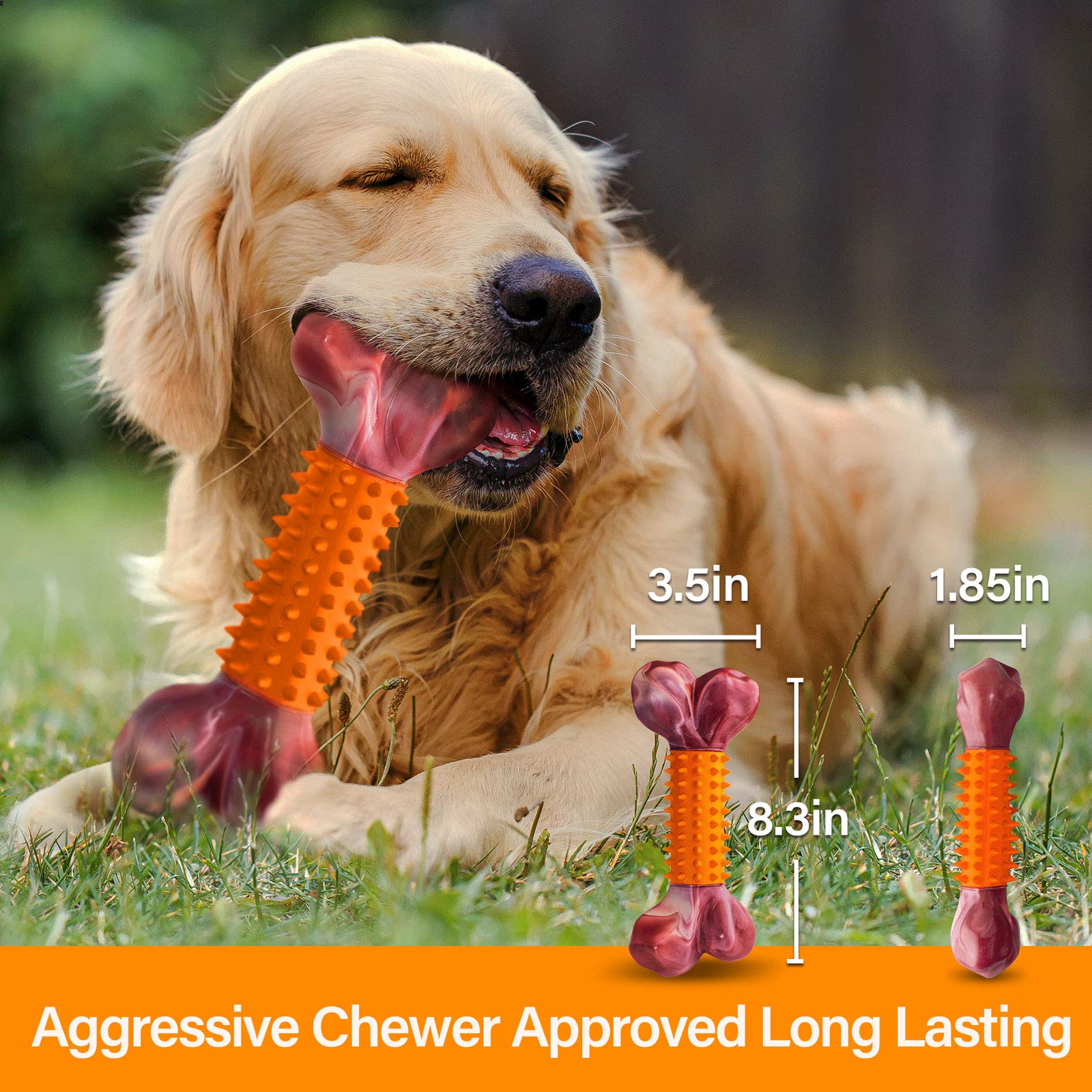 Apasiri Dog Toys for Aggressive Chewers Peanut Butter Flavored, 8 Tough Dog Chew Bone, Nylon & Rubber Chew Toy, Dog Bone Toy for