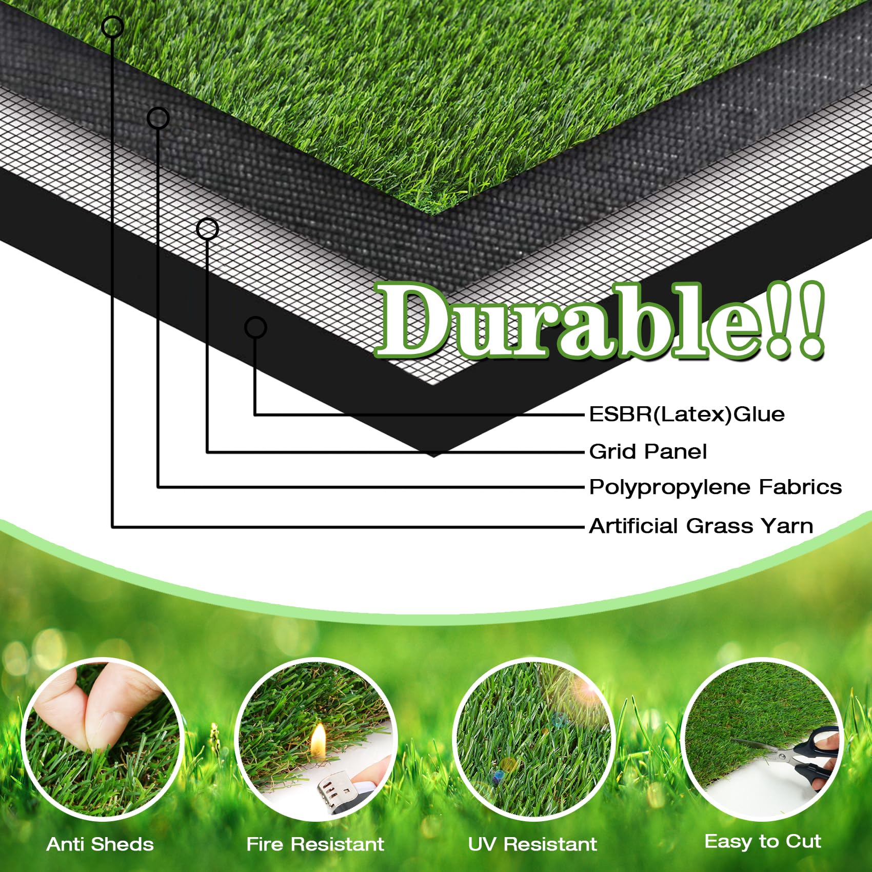 Globreen Dogs Artificial Grass Pee Pads, Puppy Potty Training Turf, Pets Fake Grass Mat For Indoor Outdoor, 45' X 32'