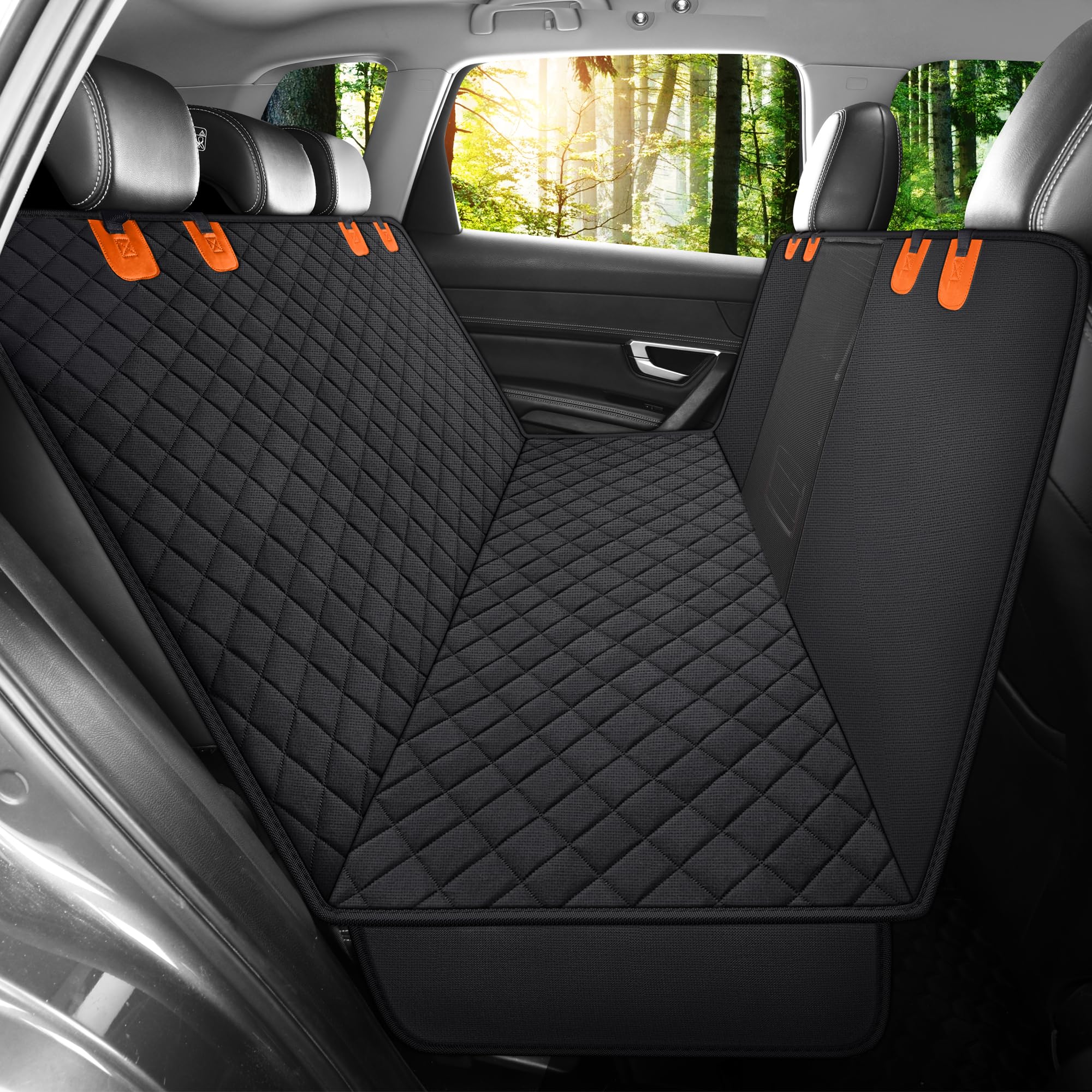 Gxt Dog Back Seat Cover Protector For Cars Suv And Trucks With Mesh Window, Scratchproof Nonslip And Waterproof Material(Black O