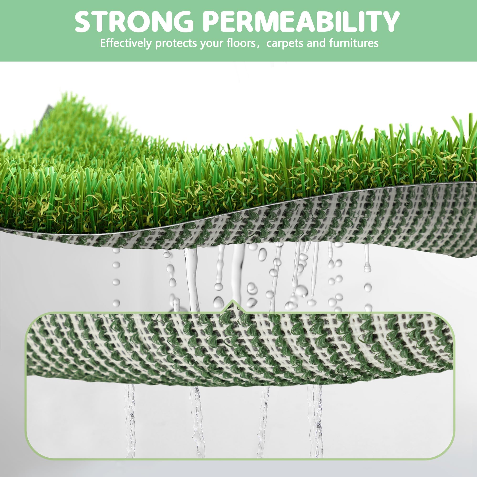 Dog Grass Pad With Tray, 25'' x 20'' Potty for Puppy Training, Reusable Artificial Pee Pad, Indoor/Outdoor Pet Toilet Loo, 3-Lay