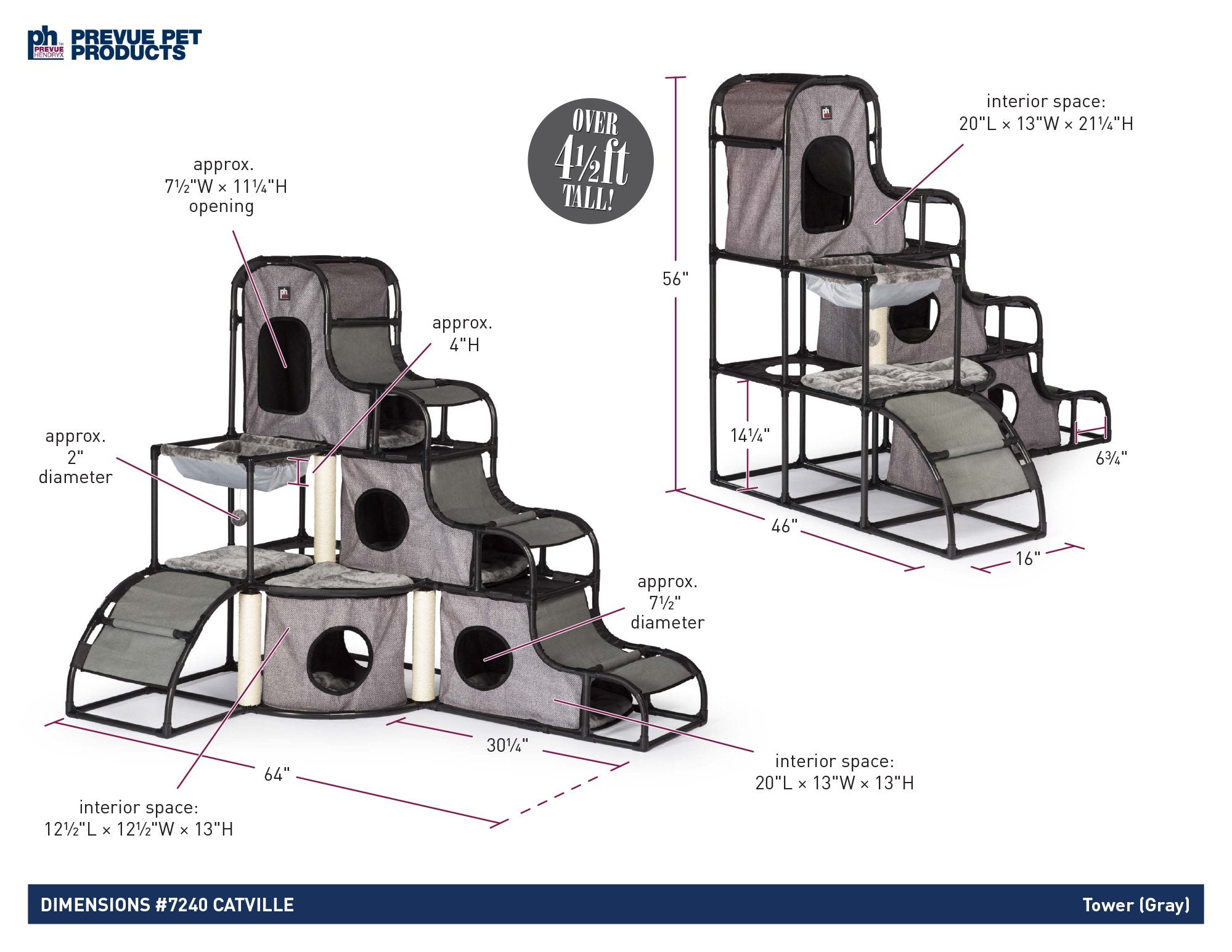 Prevue Pet Products Prevue Pet Products Catville Tower Gray 7240, Gray